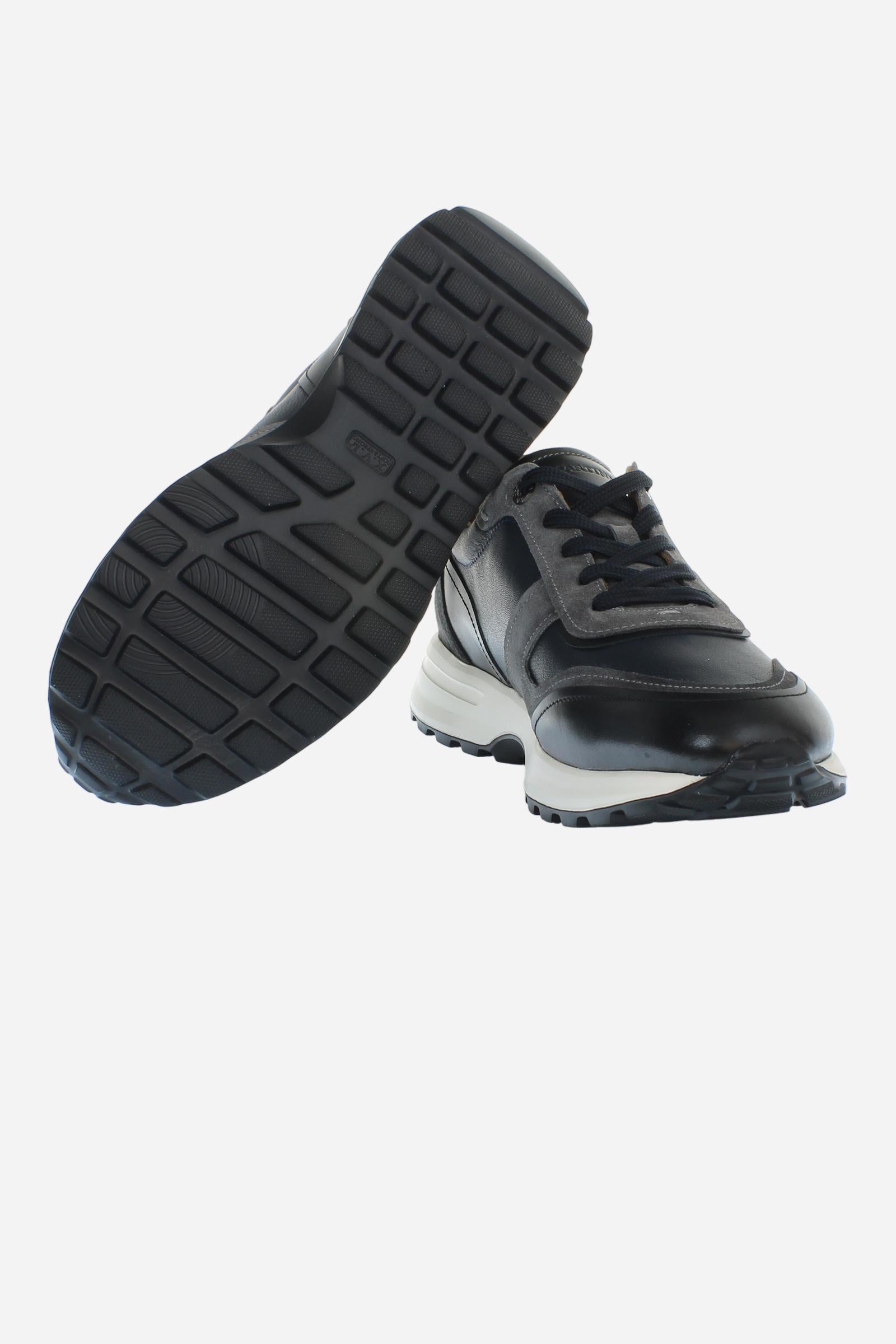 Men's leather and suede trainers with cushioned soles