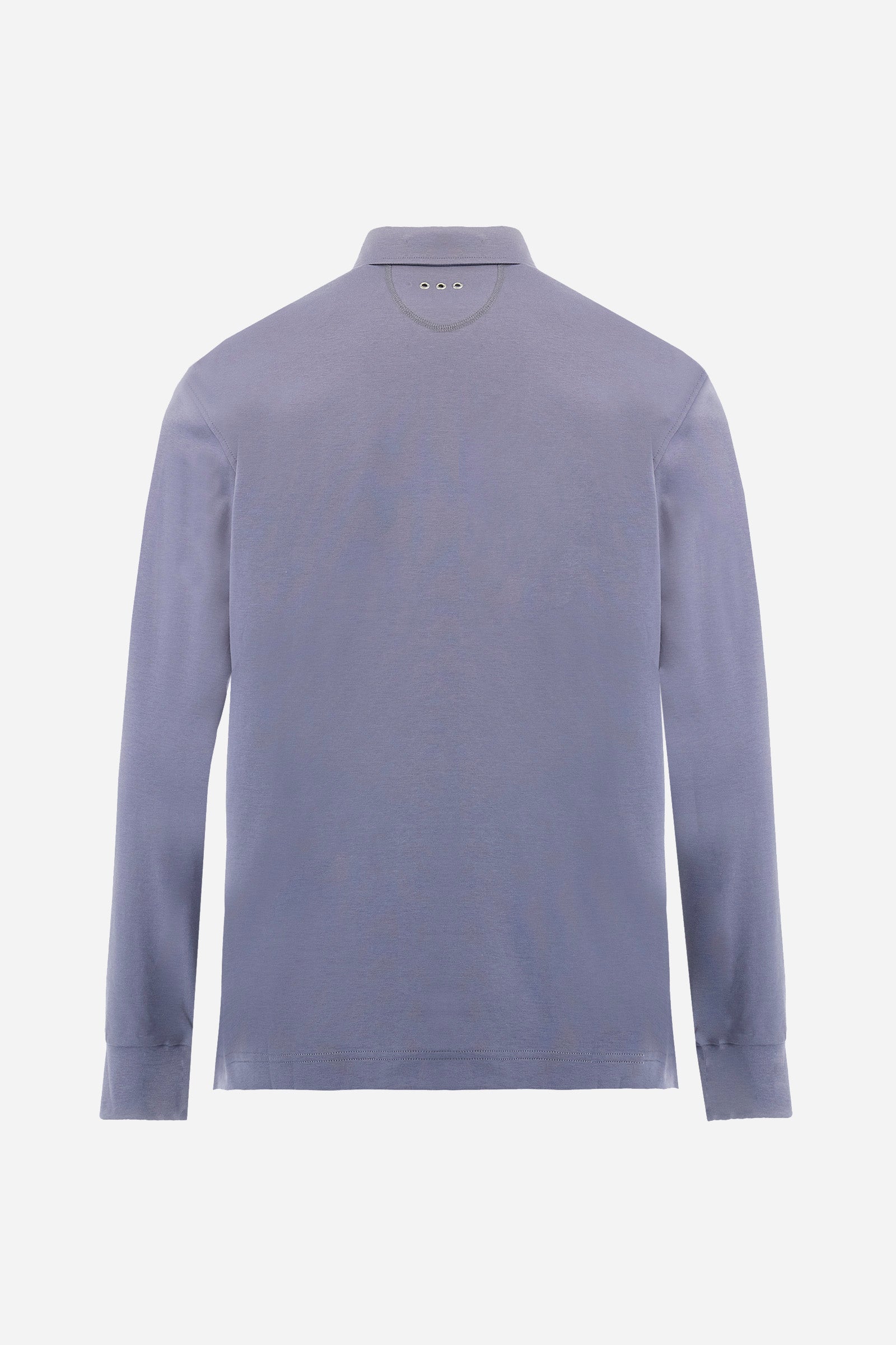 Premium men’s long-sleeve polo shirt in 100% cotton jersey with a smooth, silky texture. Hidden button placket and vertical contrast print. Patches dedicated to the Asociación Argentina de Polo (AAP) on the sleeve and below the opening. Small semi-transparent contrasting logo printed on the chest. Regular fit. The model wears size L. - Flint Stone