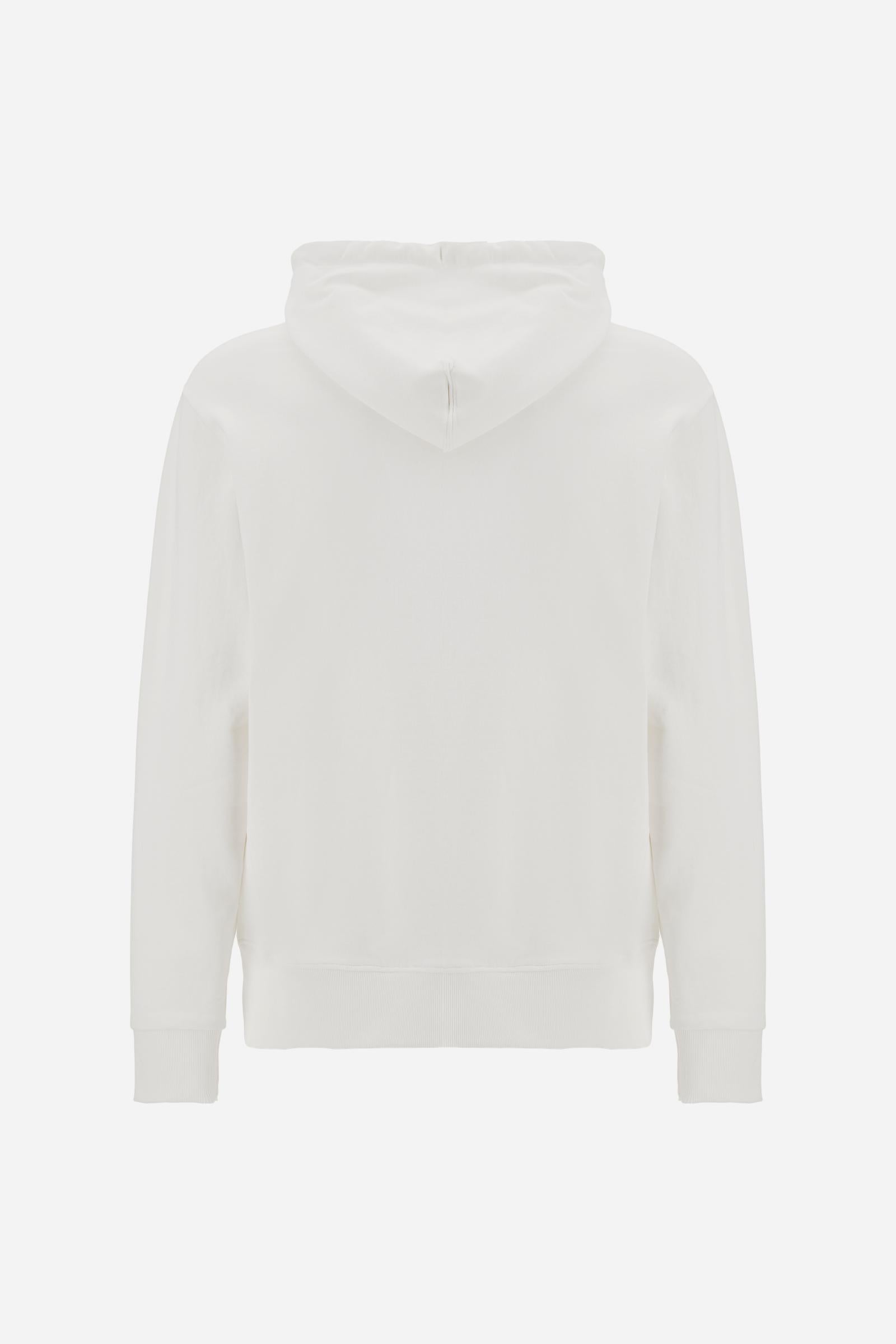 Hooded sweatshirt in lightweight unbrushed cotton with front zip and adjustable drawstring hood with metal tips. Kangaroo pockets and ribbed trims. Relaxed regular fit with contrast embroidered logo on the chest. - Off White