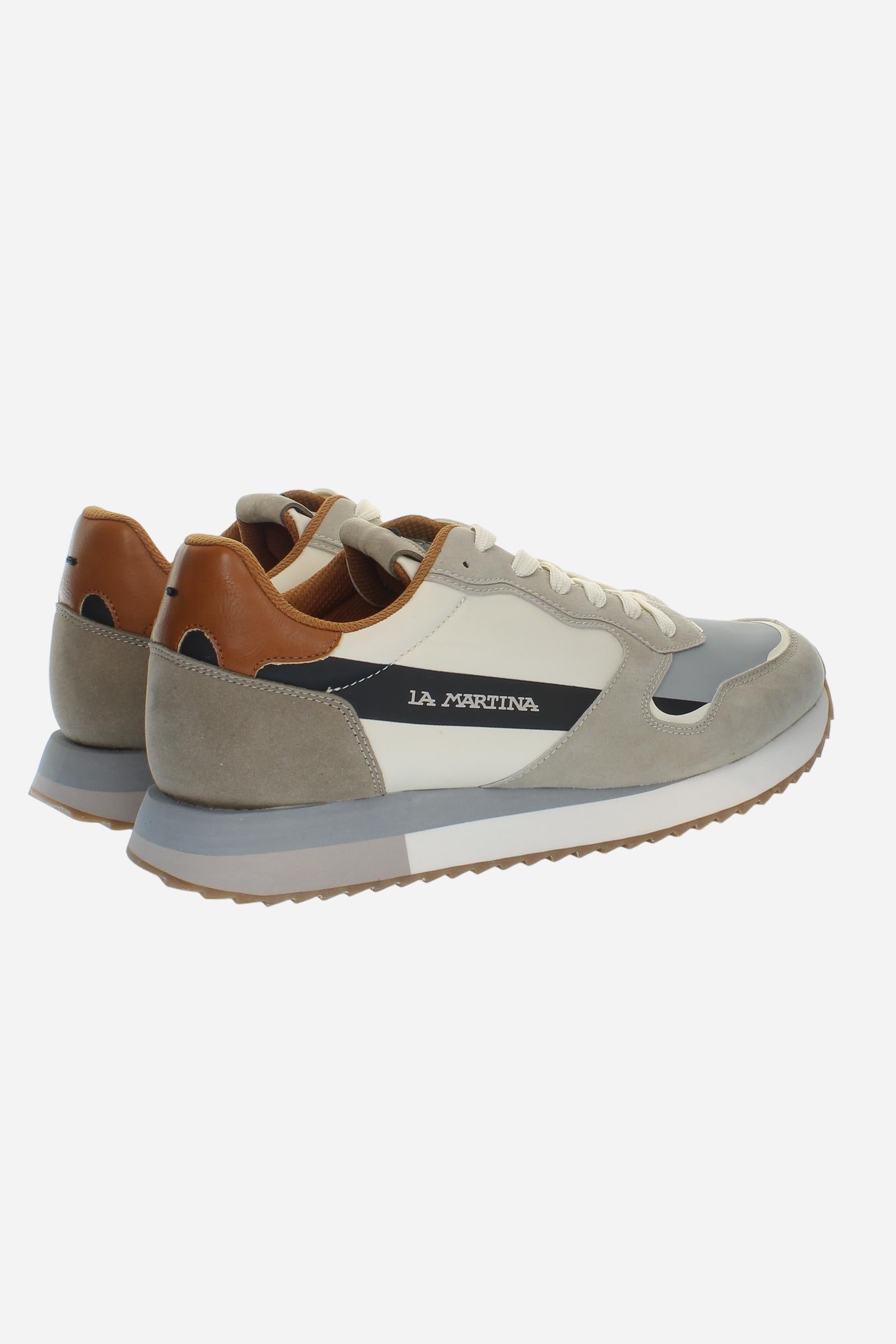 La Bombonera casual trainers with technical fabric, suede and rubber inserts. Urban design meets hand-stitched craftsmanship for a unique style. - BEIGE/GREY