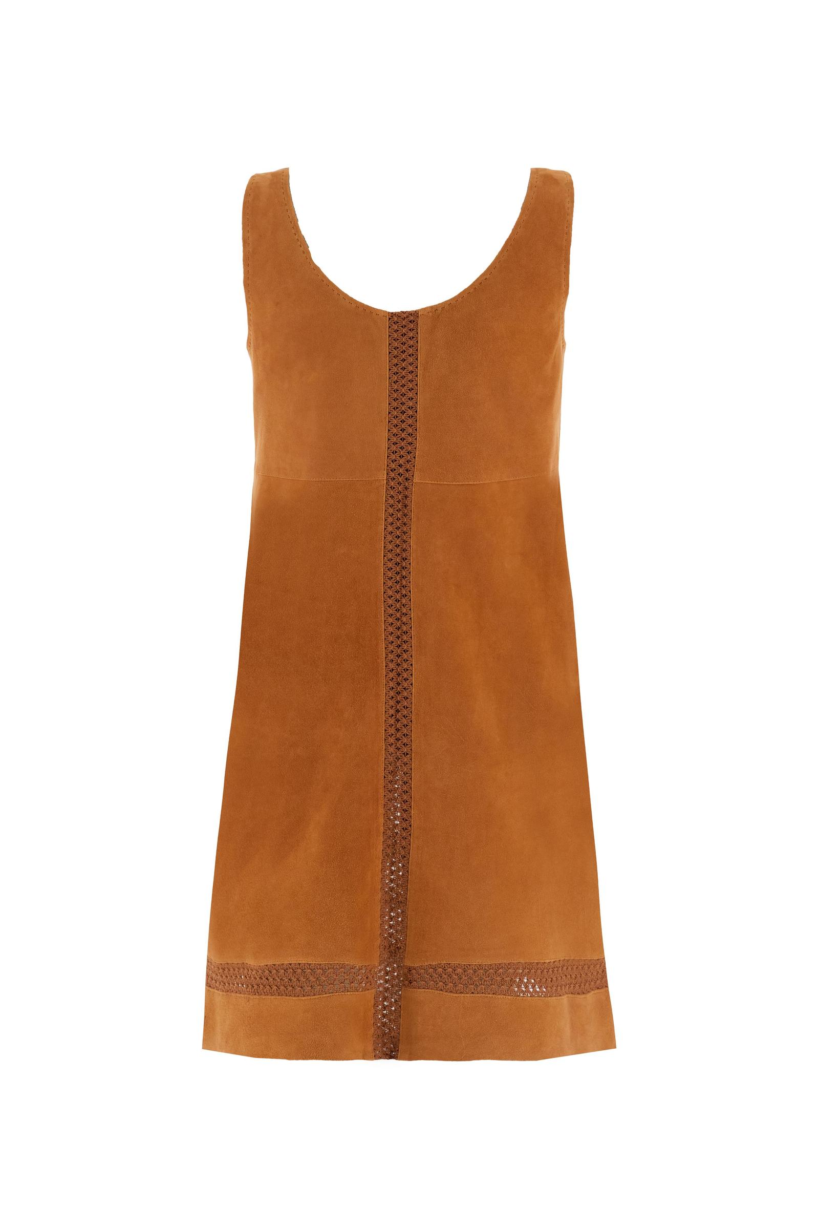Women’s sleeveless suede dress with perforated bands – Cipriana