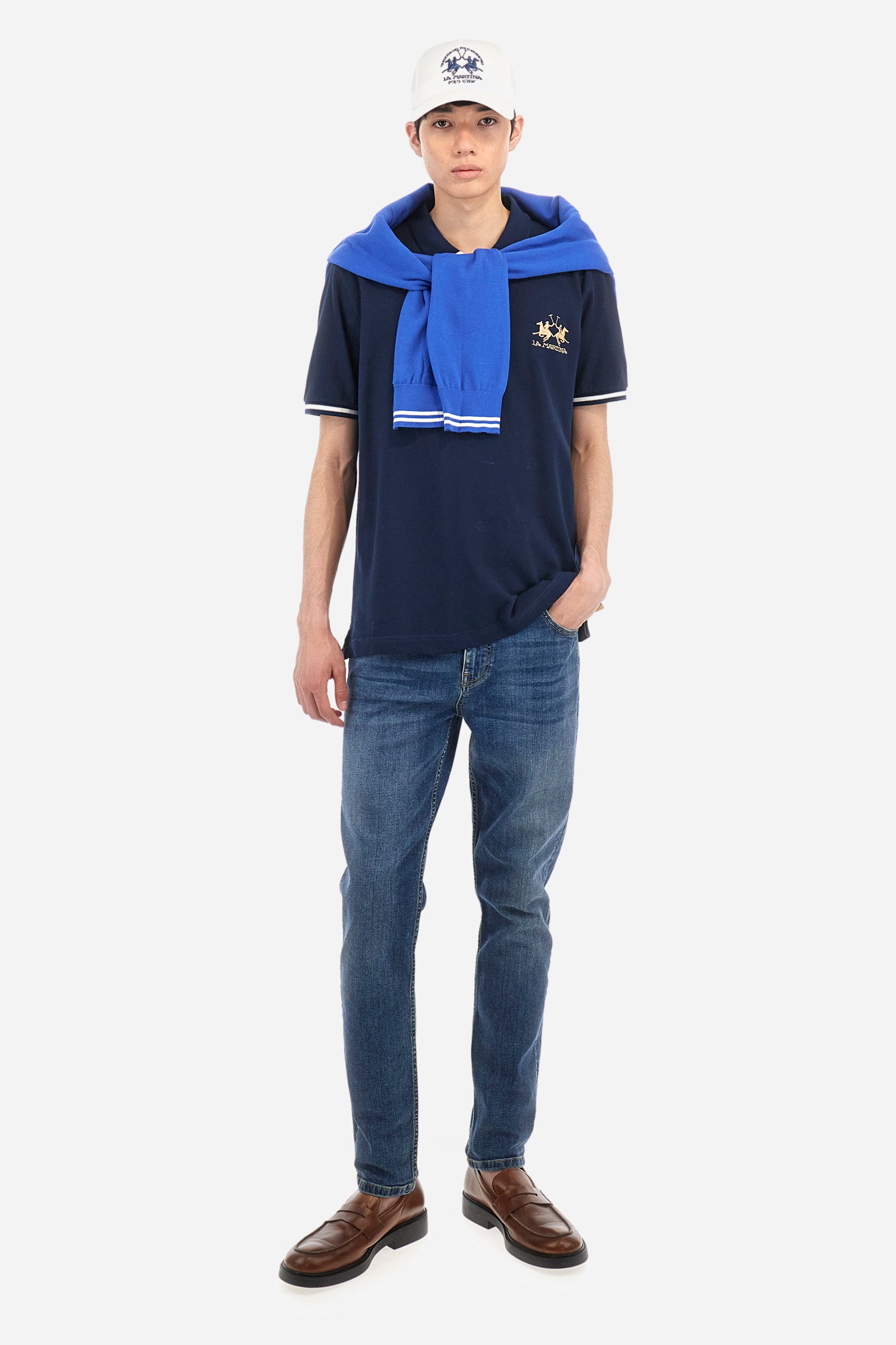Stretch polo with contrast details - Akihiro