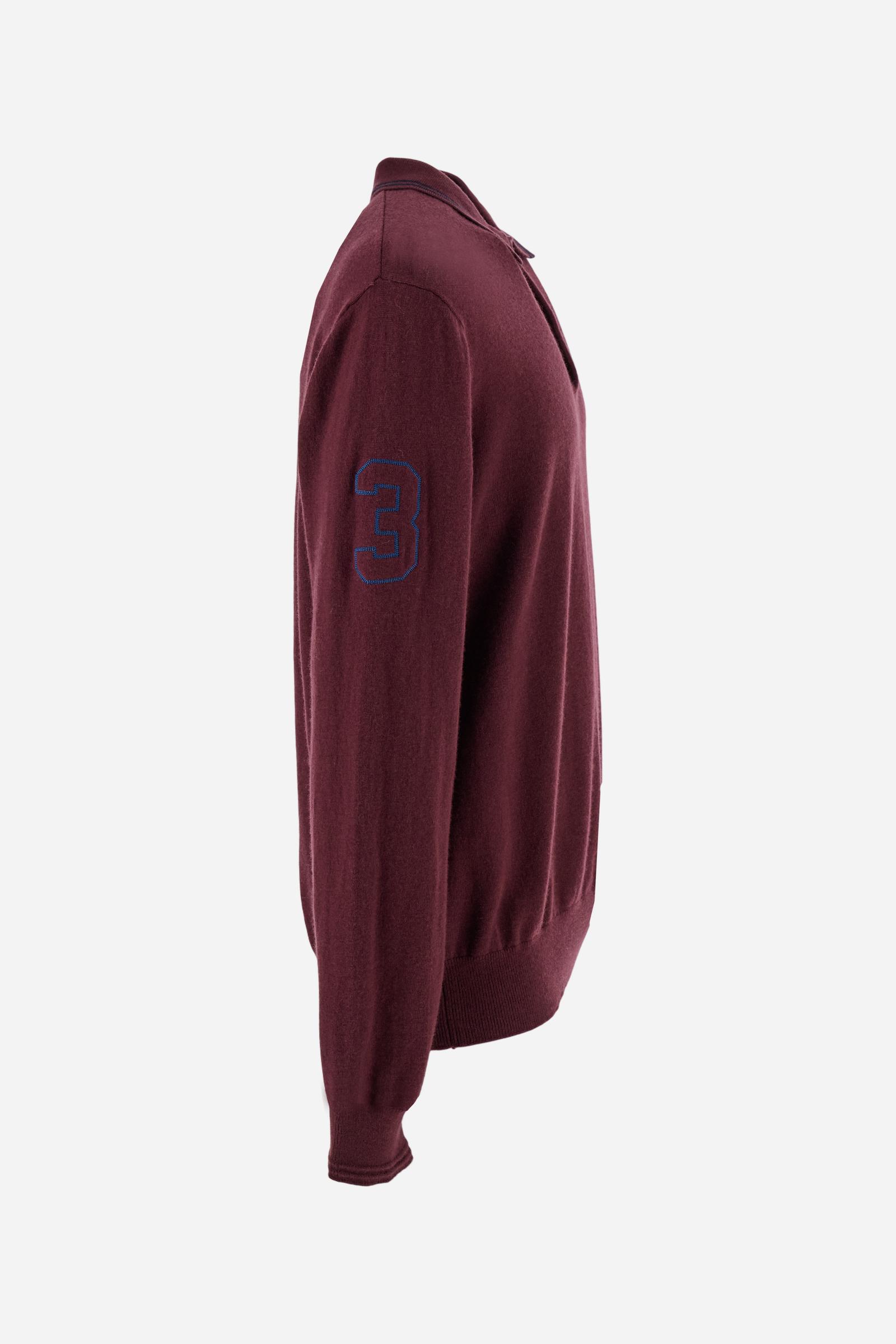 Men’s cotton and wool knit polo with small logo - Brendye