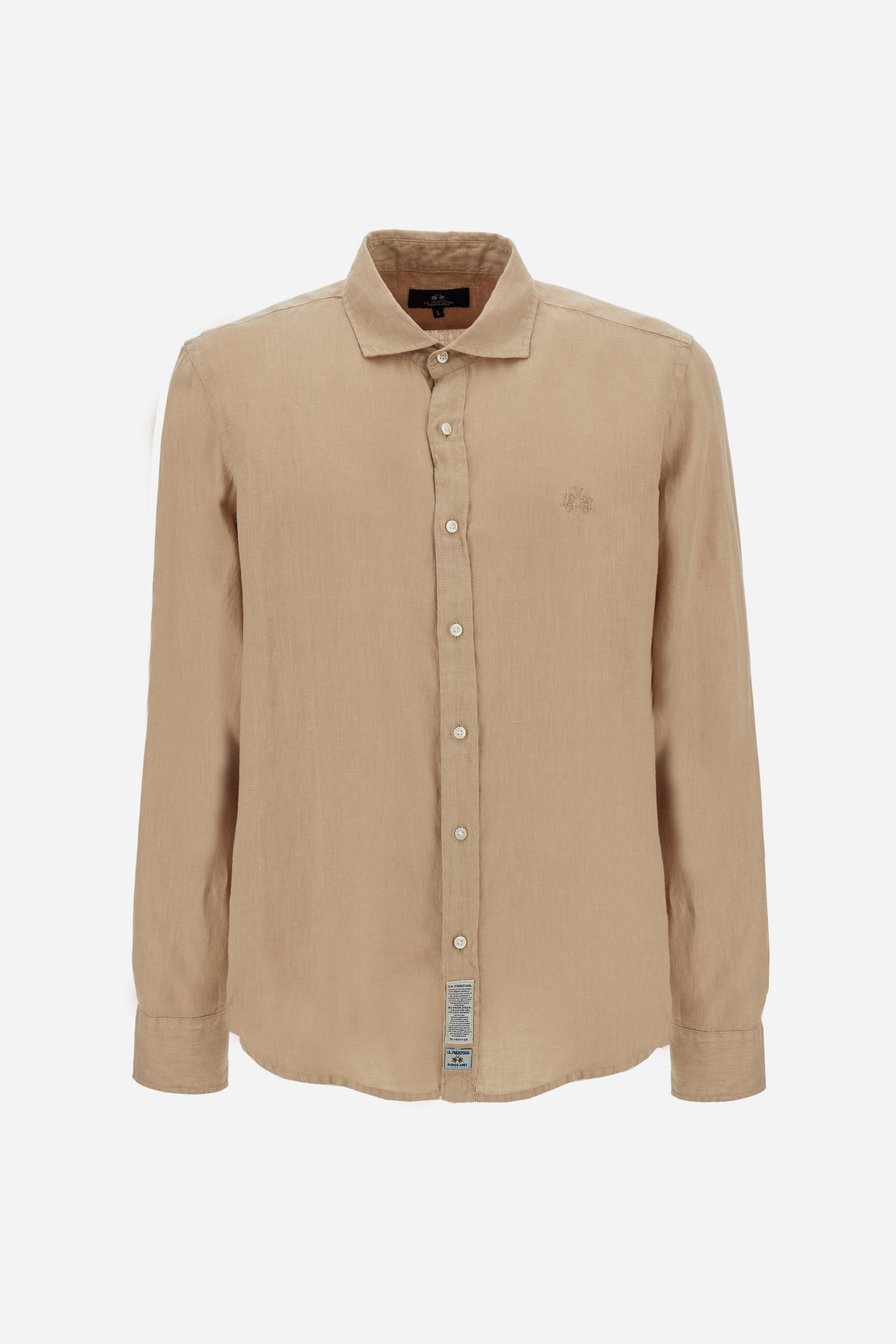 Camisa hombre regular fit en lino teñida en prenda - Innocent