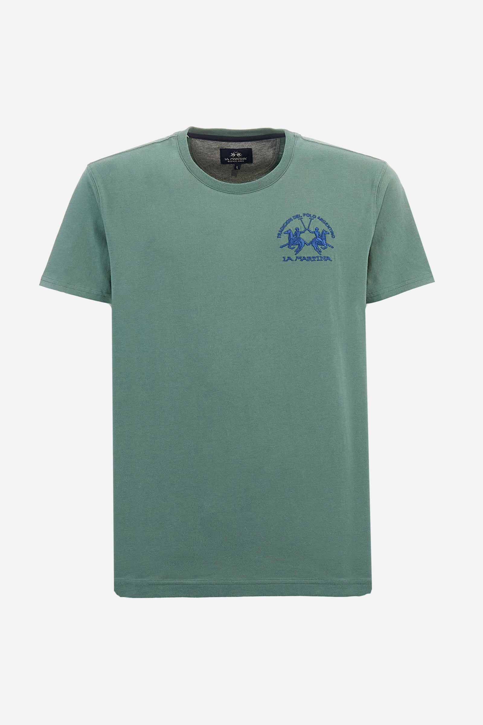 Men's plain short-sleeved T-shirt, made from 100% cotton. Large logo embroidered on the front. Regular fit. The model is wearing a size L. - Laurel Wreath