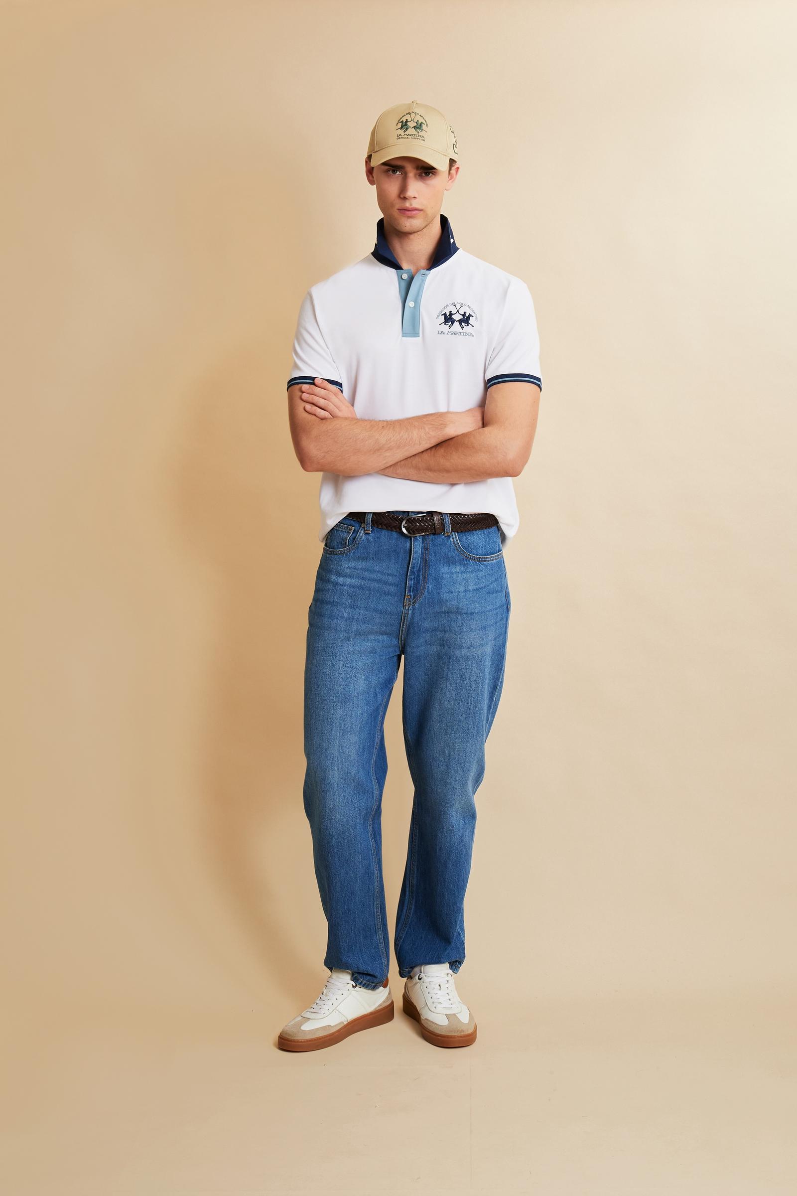 Herren Kurzarm-Poloshirt aus Stretch-Piqué mit Kontrastdetails – Trixie