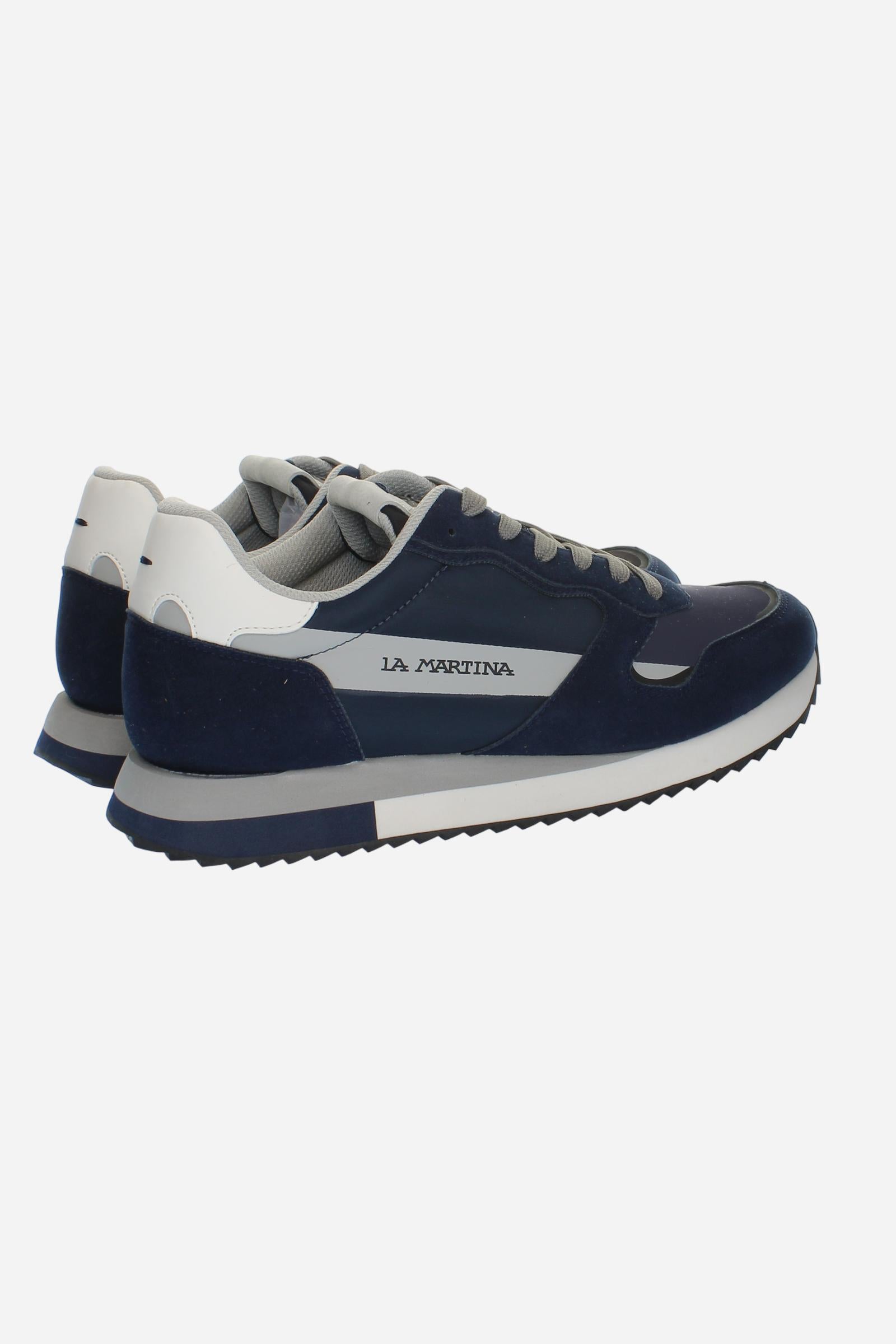 La Bombonera casual trainers with technical fabric, suede and rubber inserts. Urban design meets hand-stitched craftsmanship for a unique style. - BLUE/BLACK