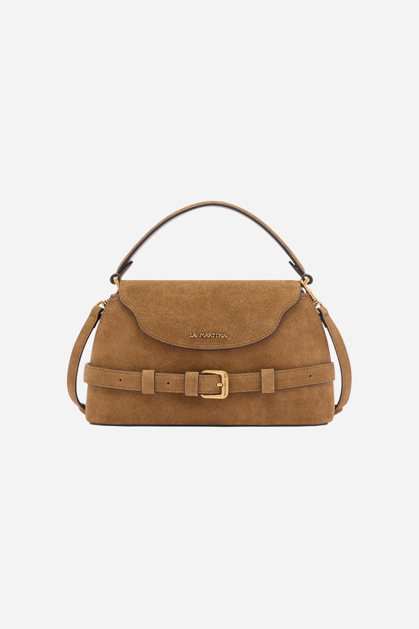 Bolso tote trapezoidal de ante con solapa – Selva Small