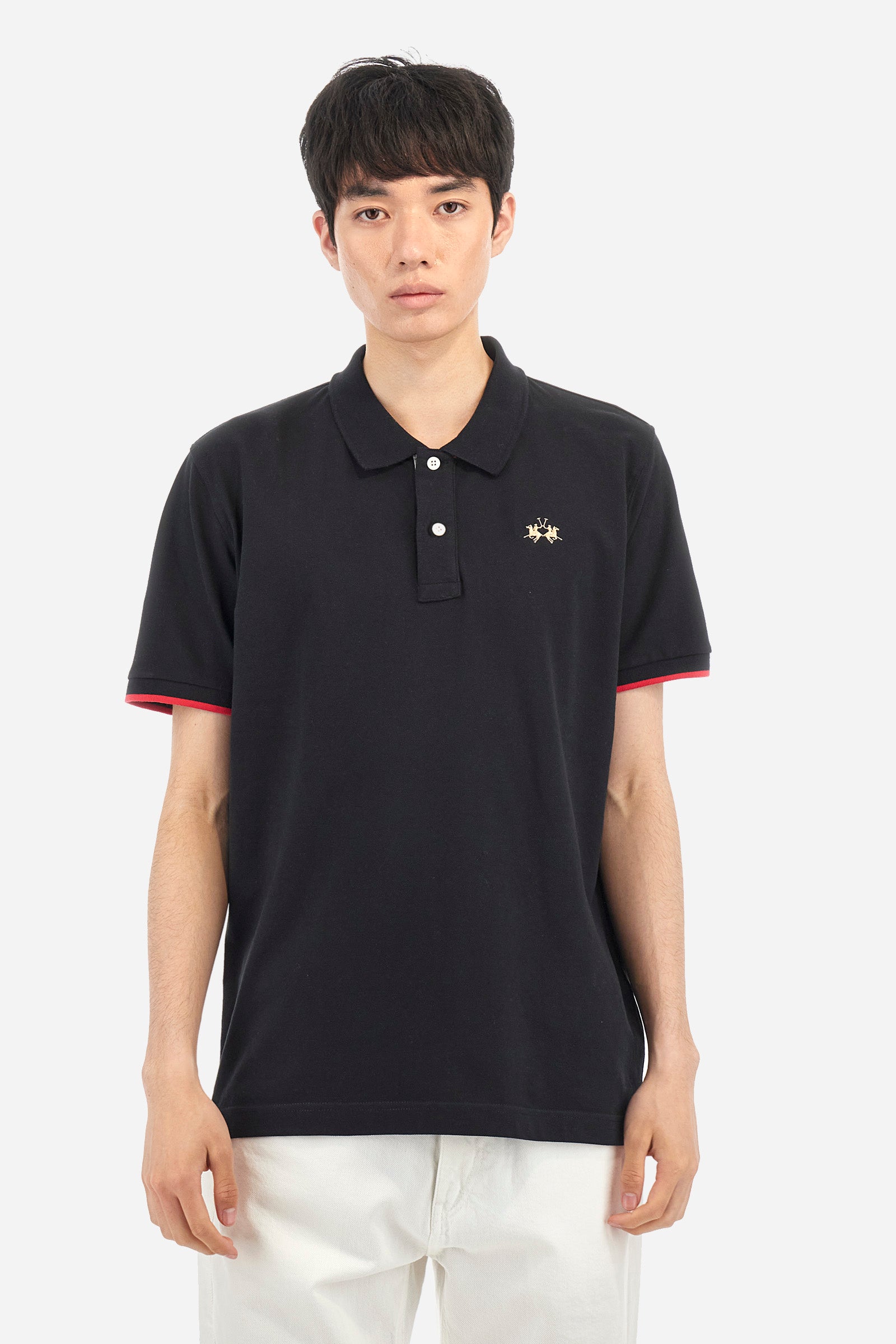 Stretch-Polo mit Kontrastbündchen - Asahi