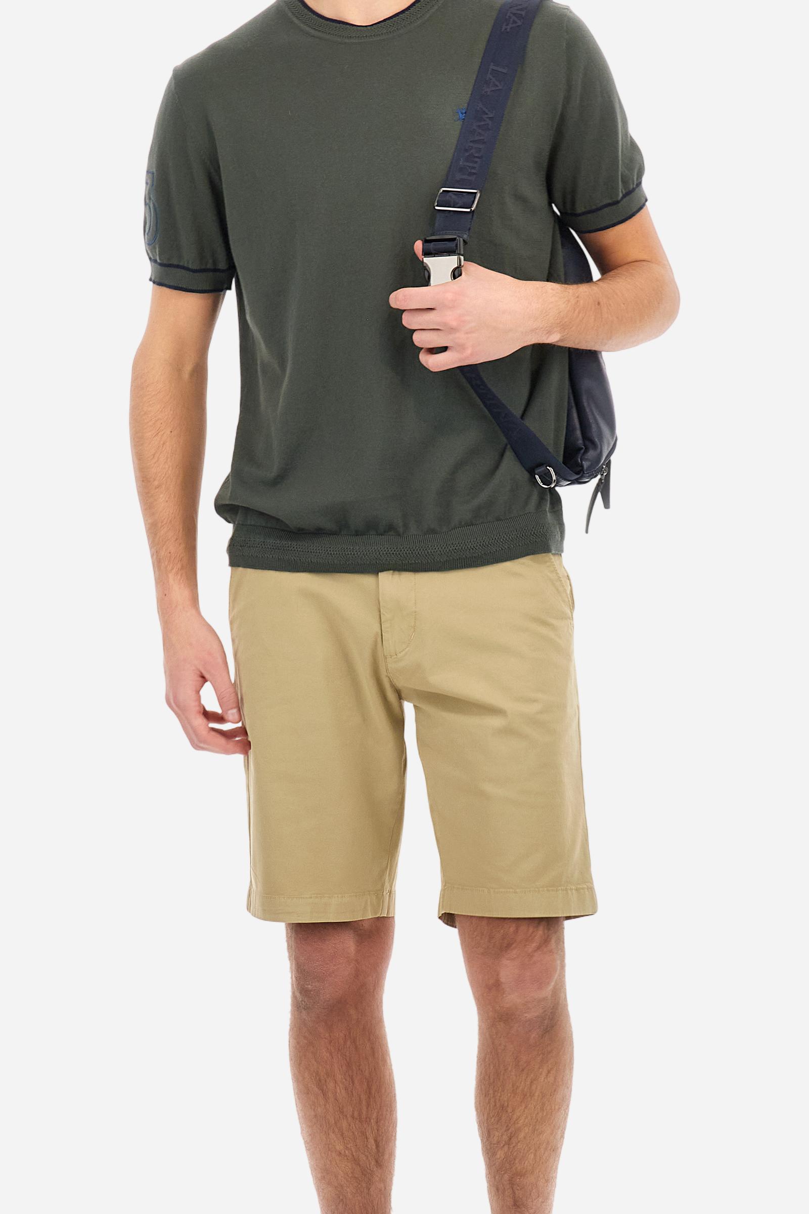 Short-sleeved regular fit cotton tricot pullover - Arthur