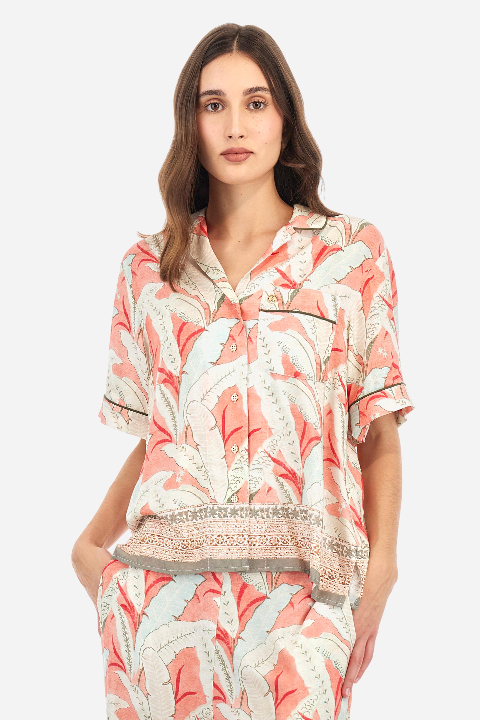 Regular fit viscose twill short-sleeve shirt - Adelle