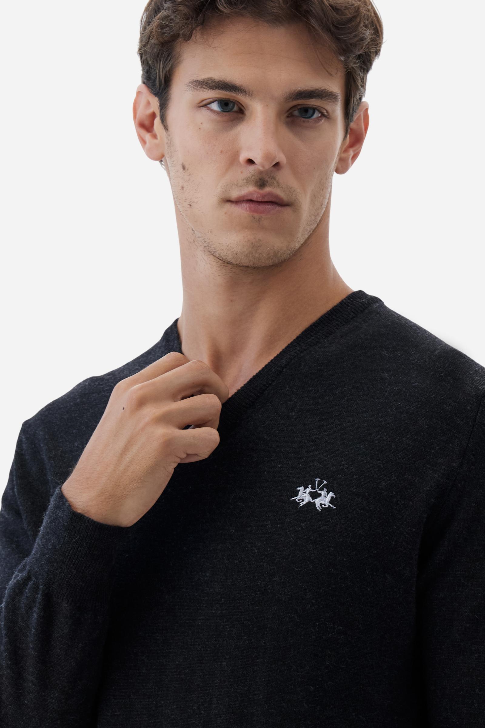 Suéter de hombre en lana merino con cuello en V - Barrie