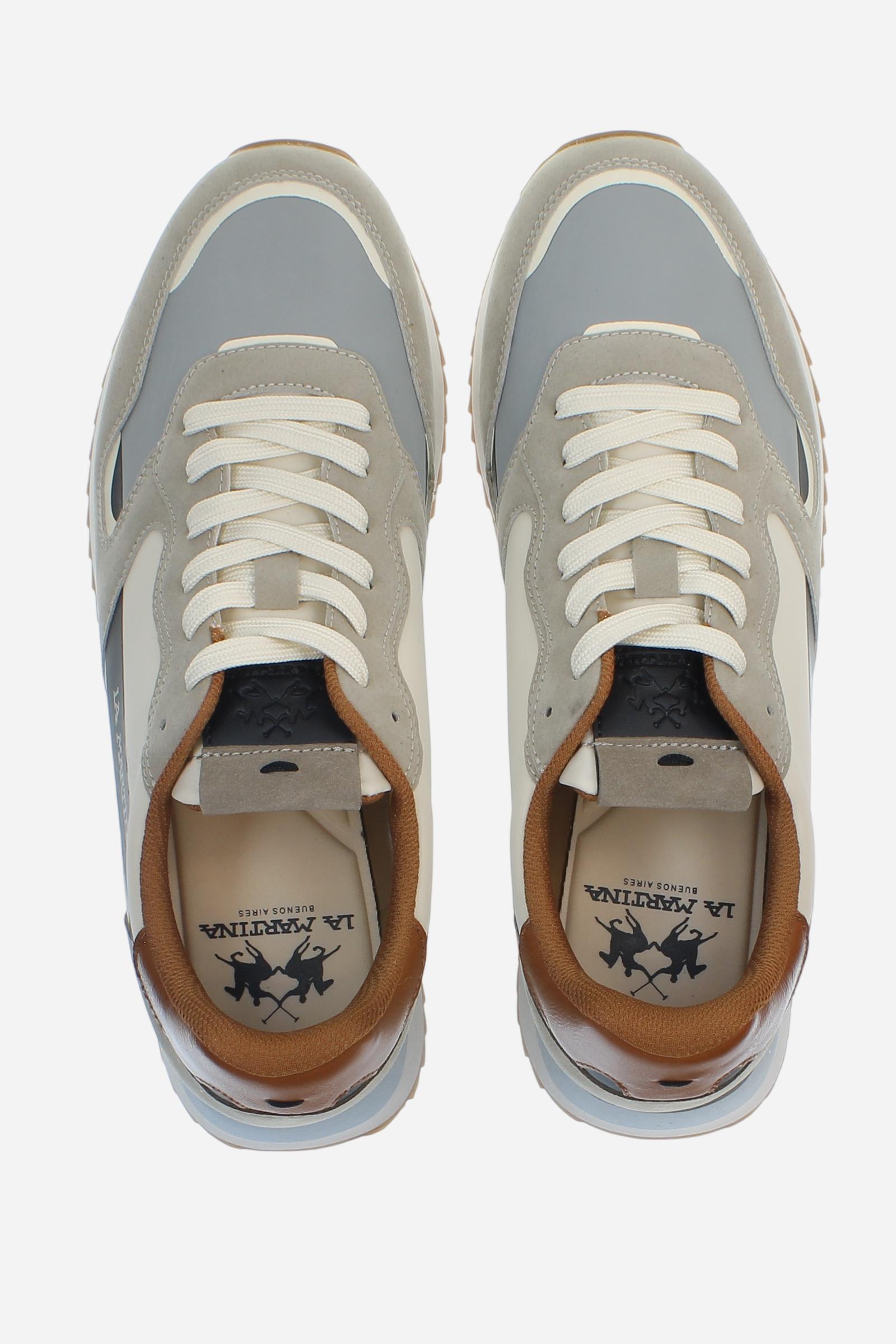 La Bombonera casual trainers with technical fabric, suede and rubber inserts. Urban design meets hand-stitched craftsmanship for a unique style. - BEIGE/GREY