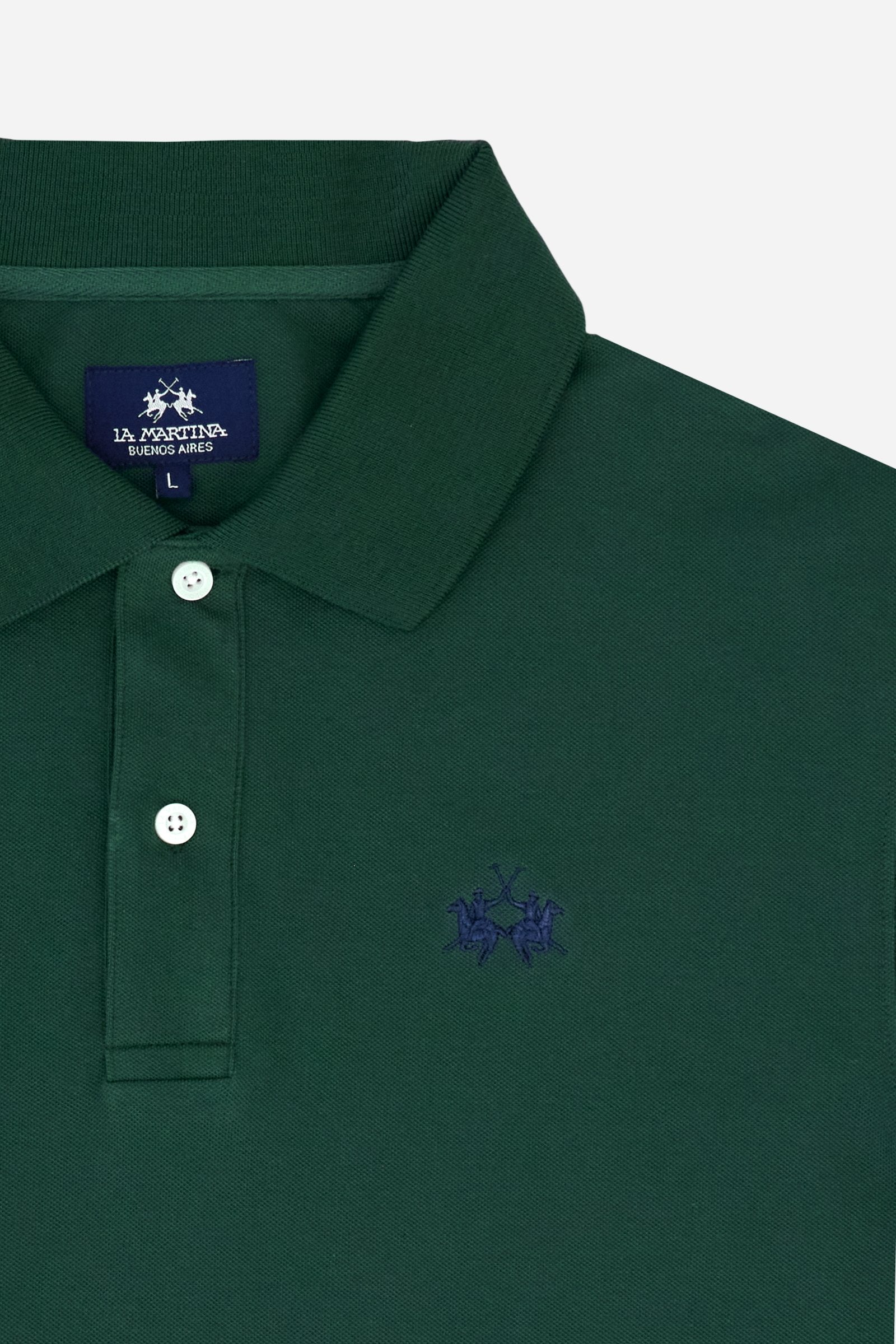 Men’s short-sleeve stretch piqué polo. Two-button placket and ribbed details, with a regular fit. Iconic style characterised by applied logo and patches. - Pineneedle