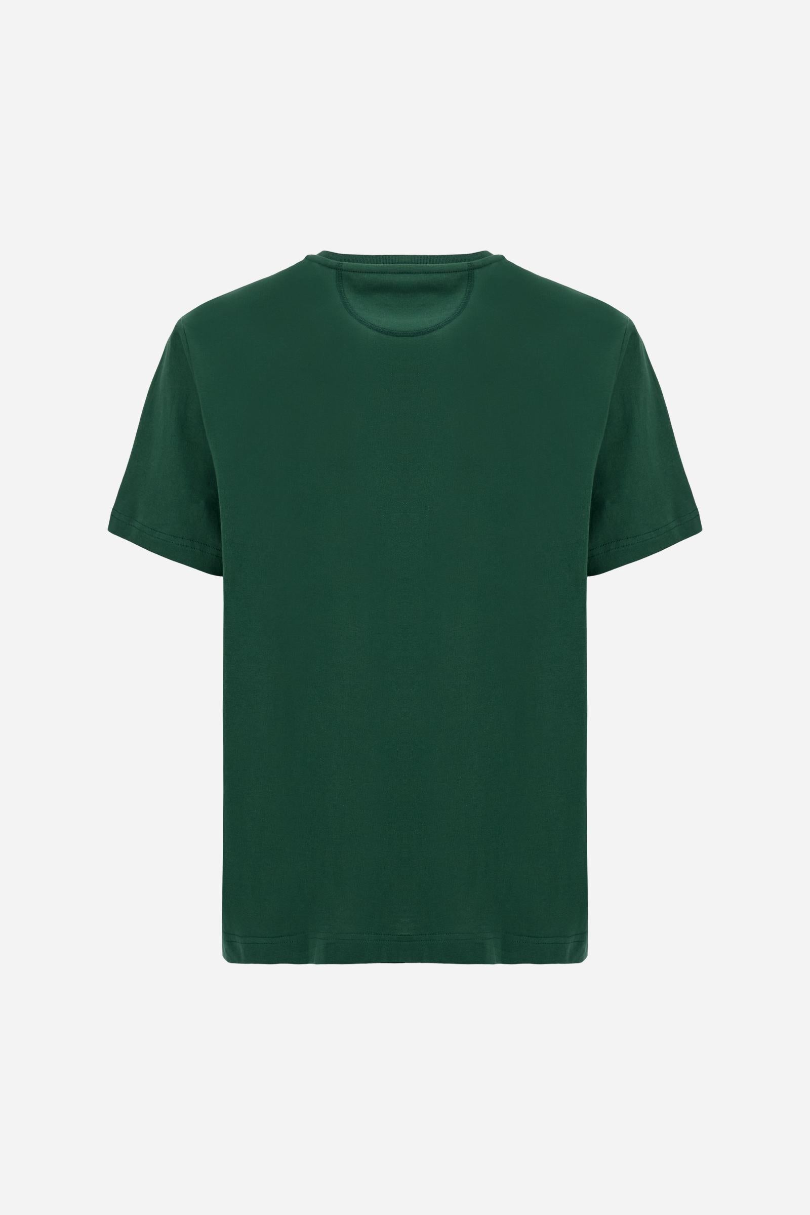 Men’s short-sleeve cotton jersey T-shirt. Crew-neck style with regular fit, enriched with embroidered crests and a large Guards print. - Pineneedle