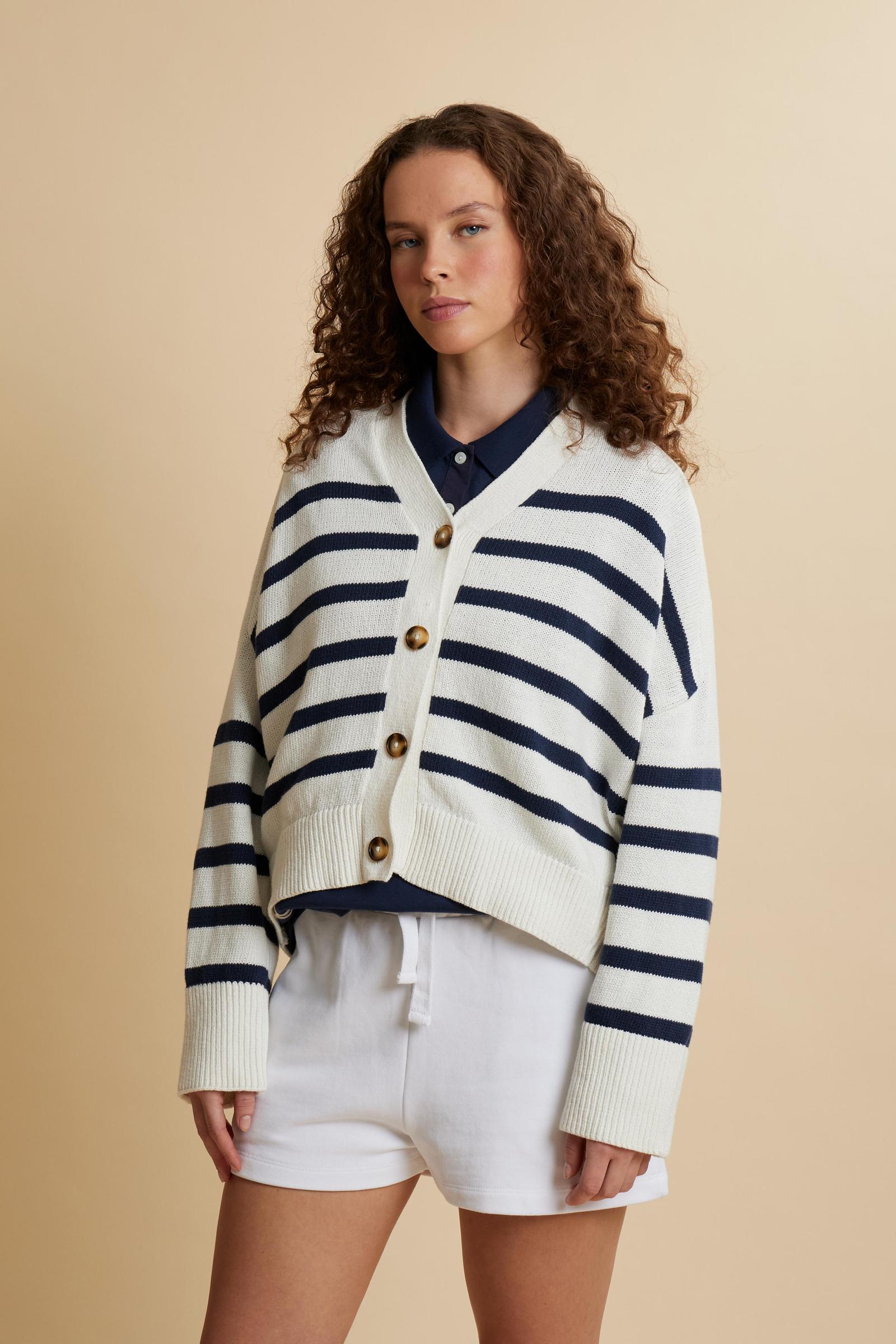 Women’s striped cotton cardigan - Cesaria