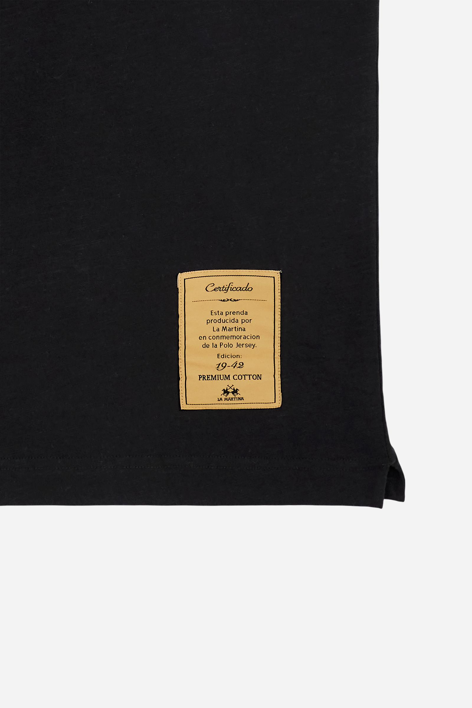 Men's short-sleeved regular fit polo shirt in 100% cotton - Black