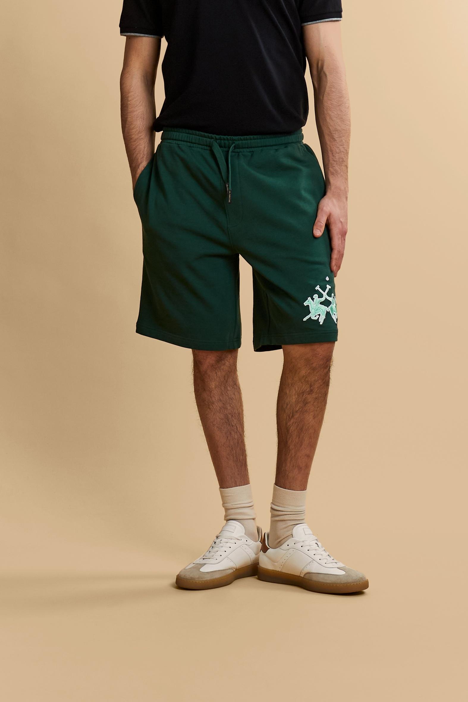 Men's bermuda shorts in cotton sweatshirt fabric with maxi logo - Remi