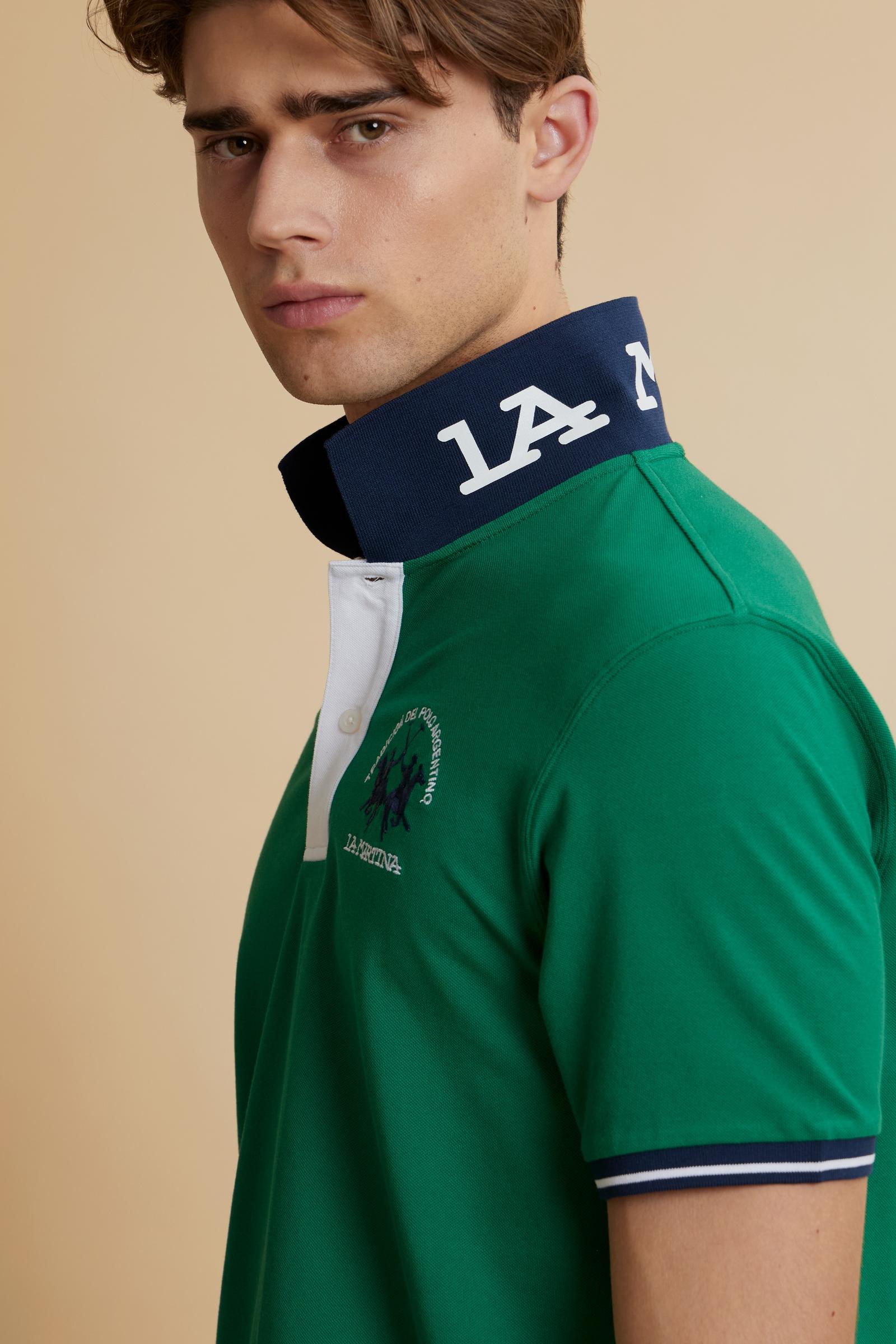 Men’s short sleeve stretch piqué polo shirt with contrast details – Trixie