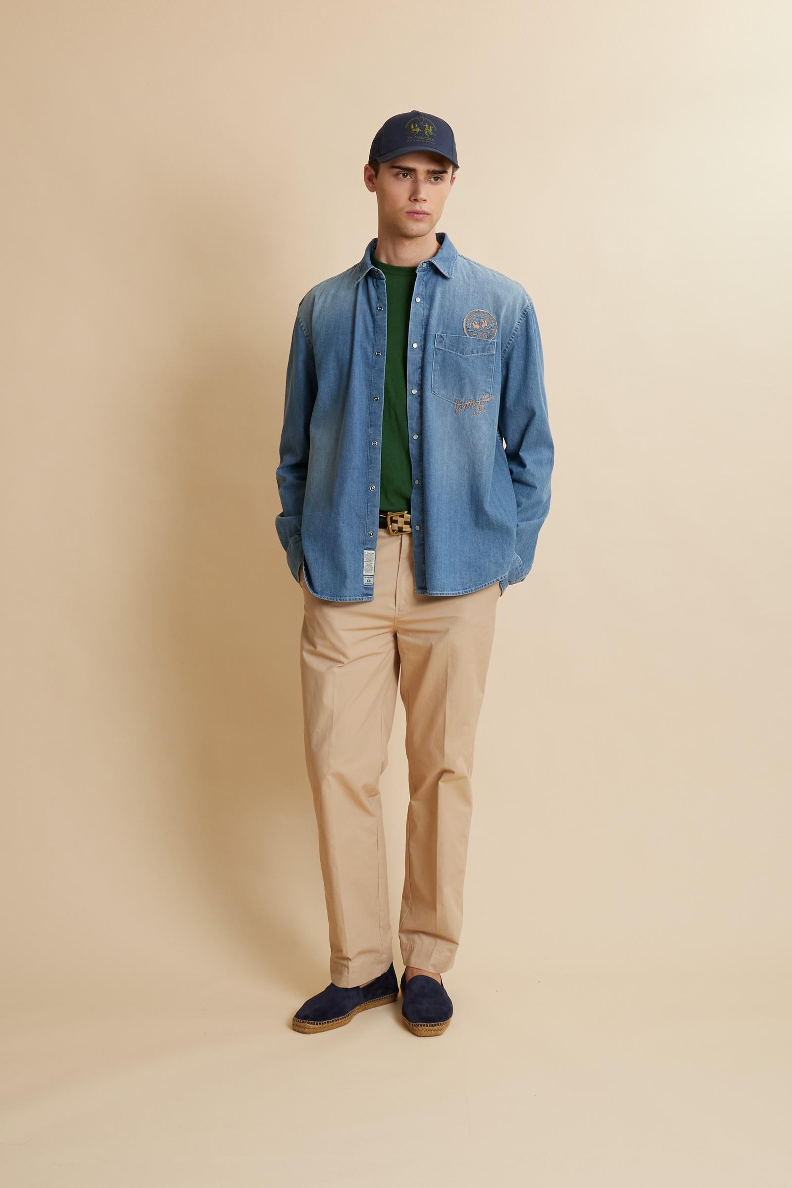 Men’s shirt in bleached denim with faded effect modern fit – Curtis