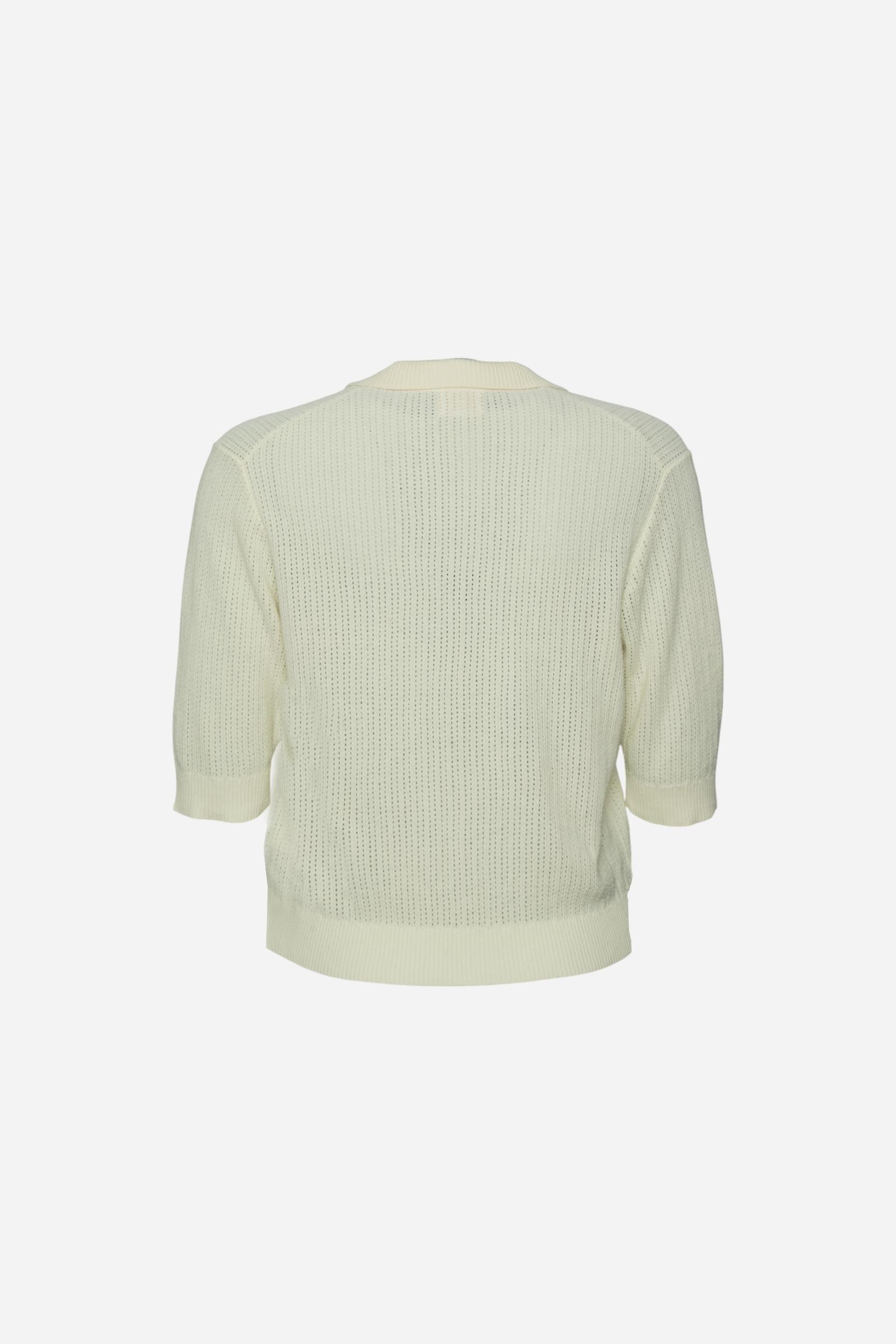 Women’s openwork knit polo with pockets - Cesia