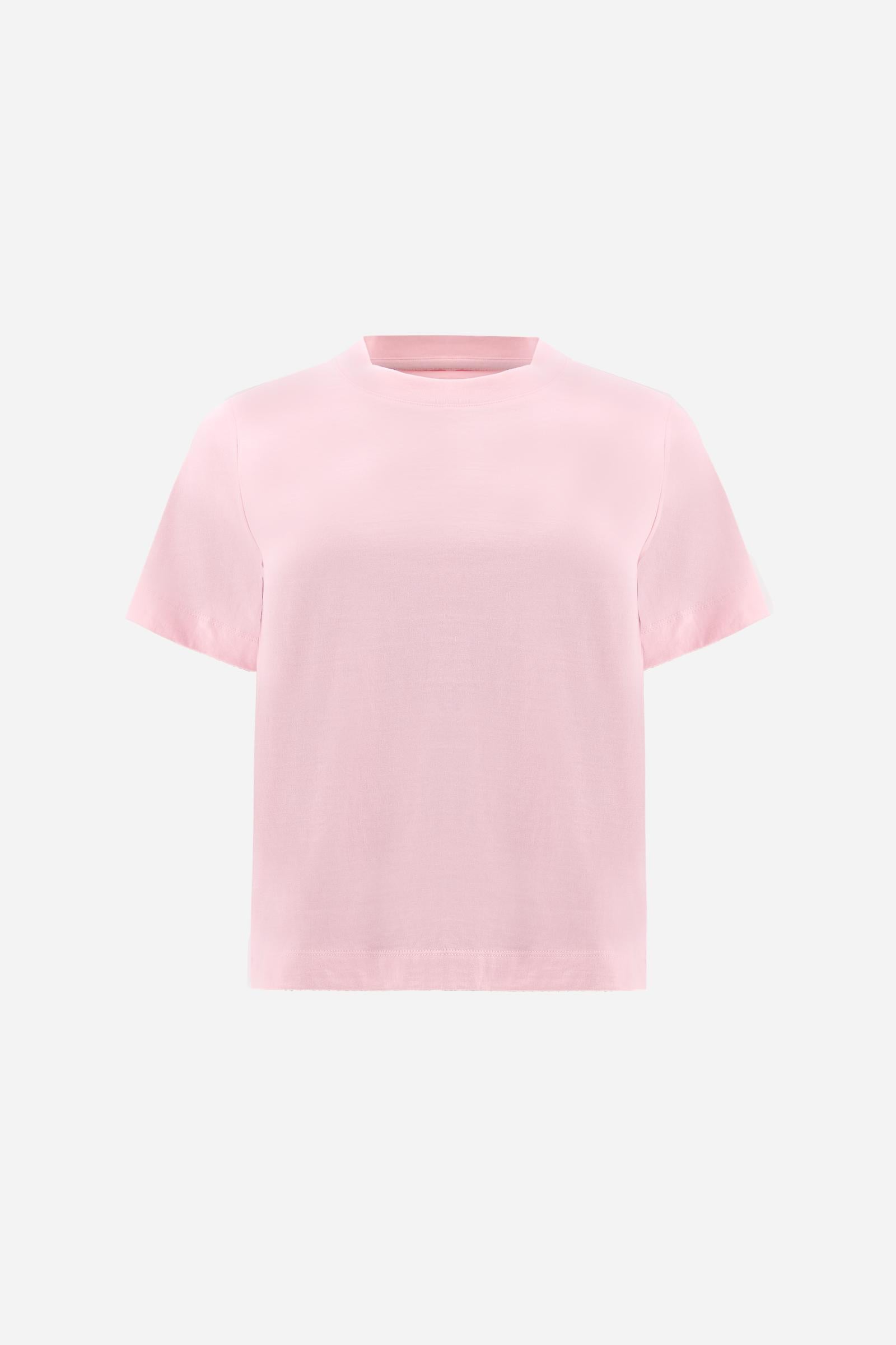 Women’s cotton jersey crew-neck T-shirt with maxi sleeve logo - Corina