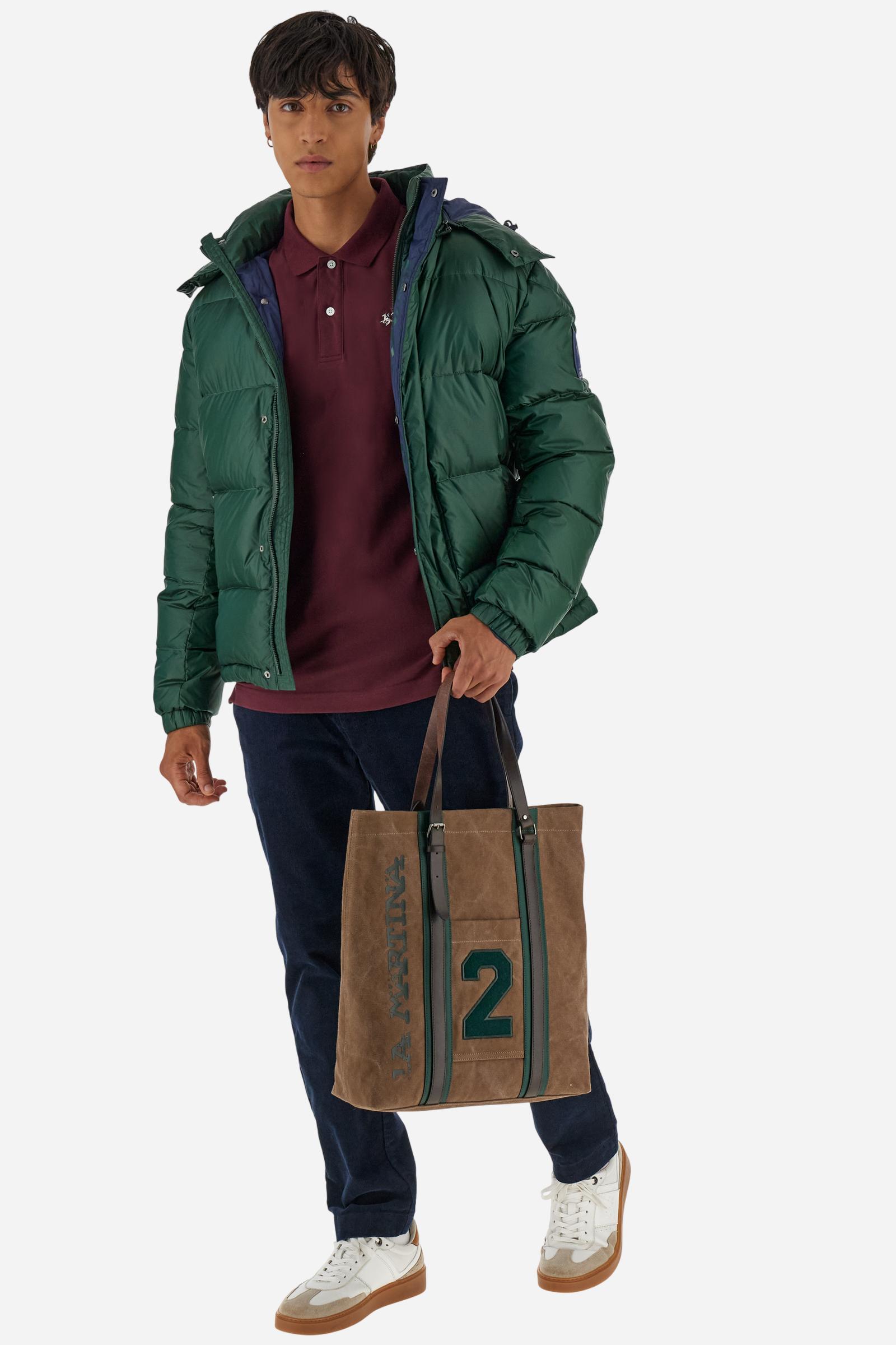 Men’s slim-fit long-sleeve polo in stretch piqué. Gabardine contrast undercollar with iconic embroidered details. - Port Royale