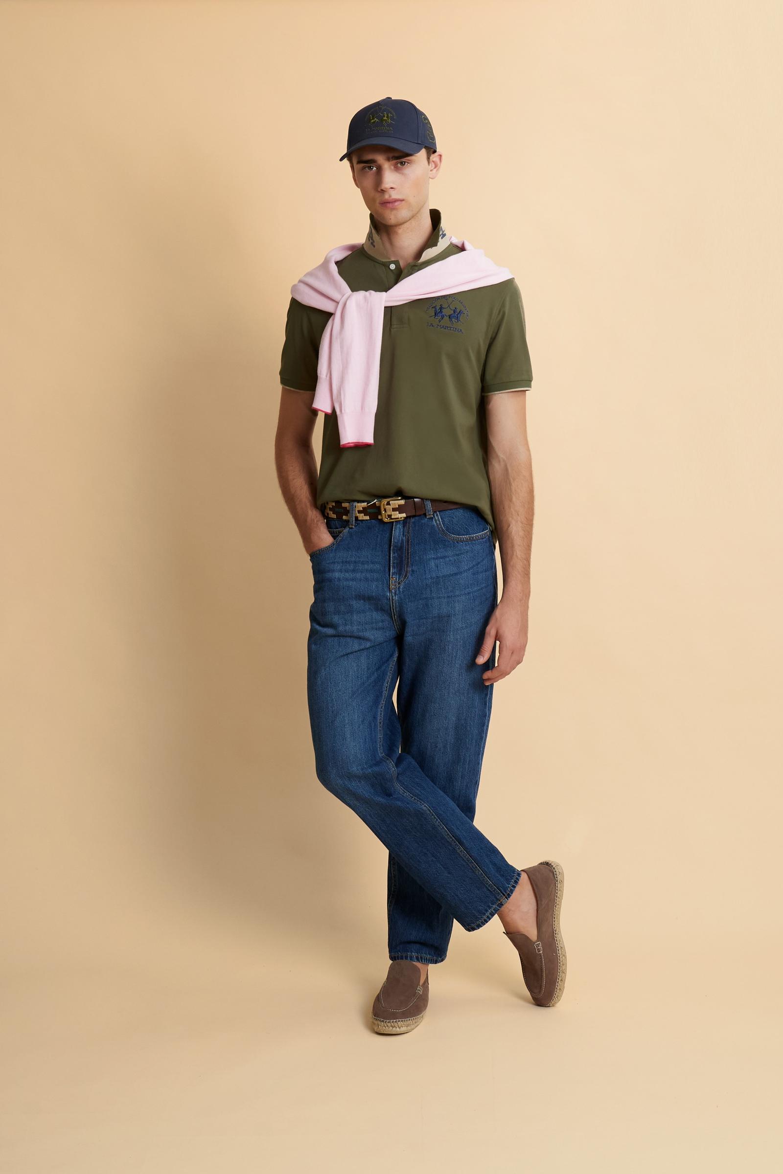 Men's short sleeve polo in stretch piqué with Iconic Team logo - Miguel