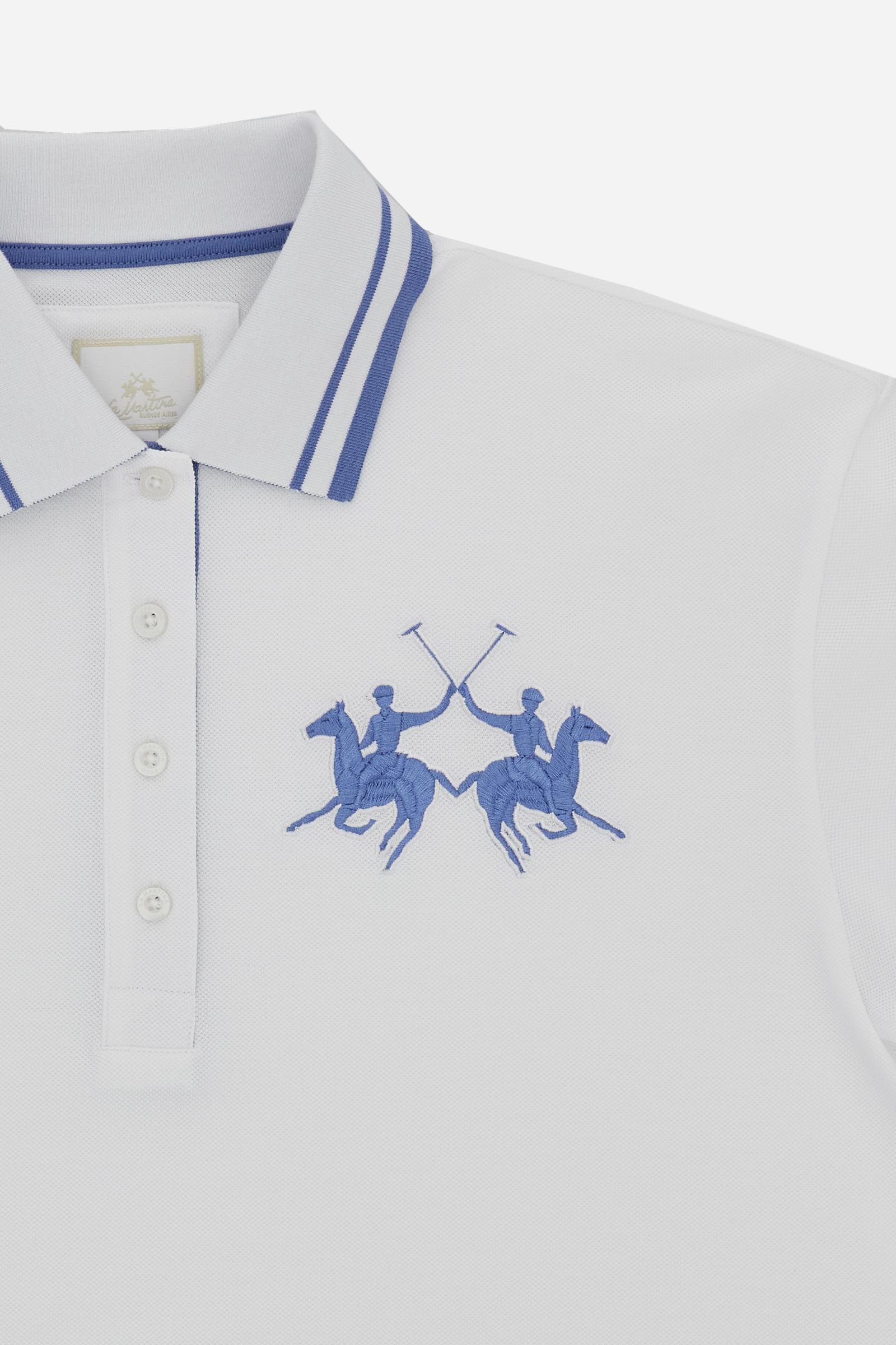 Women's crop fit polo in piqué with maxi logo - Clementina