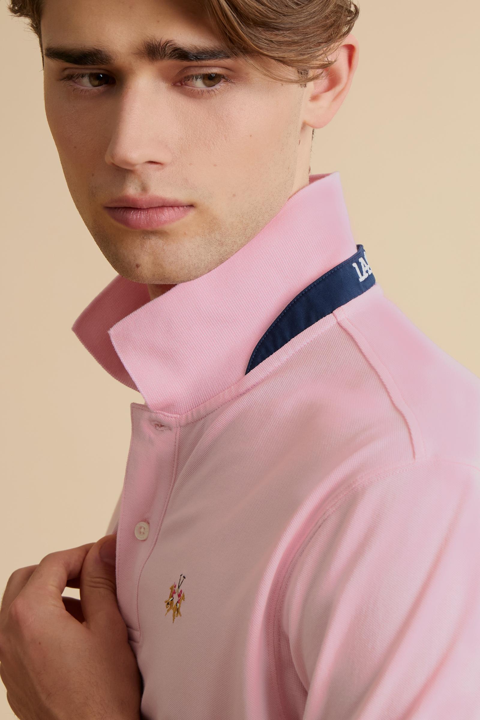 Herren Poloshirt aus Stretch-Piqué mit Trikolore-Logo - Eduardo