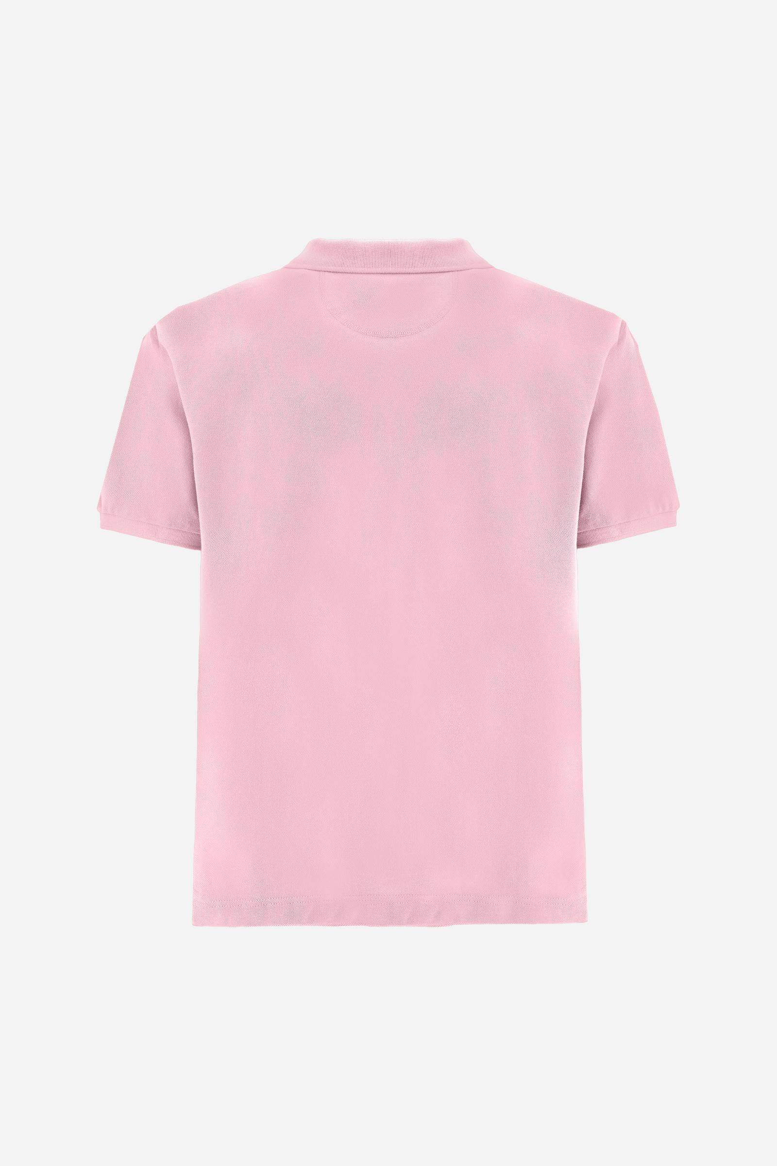 Men’s short sleeve cotton piqué polo shirt with regular fit, two-button placket and contrast brand logo. - FairTale