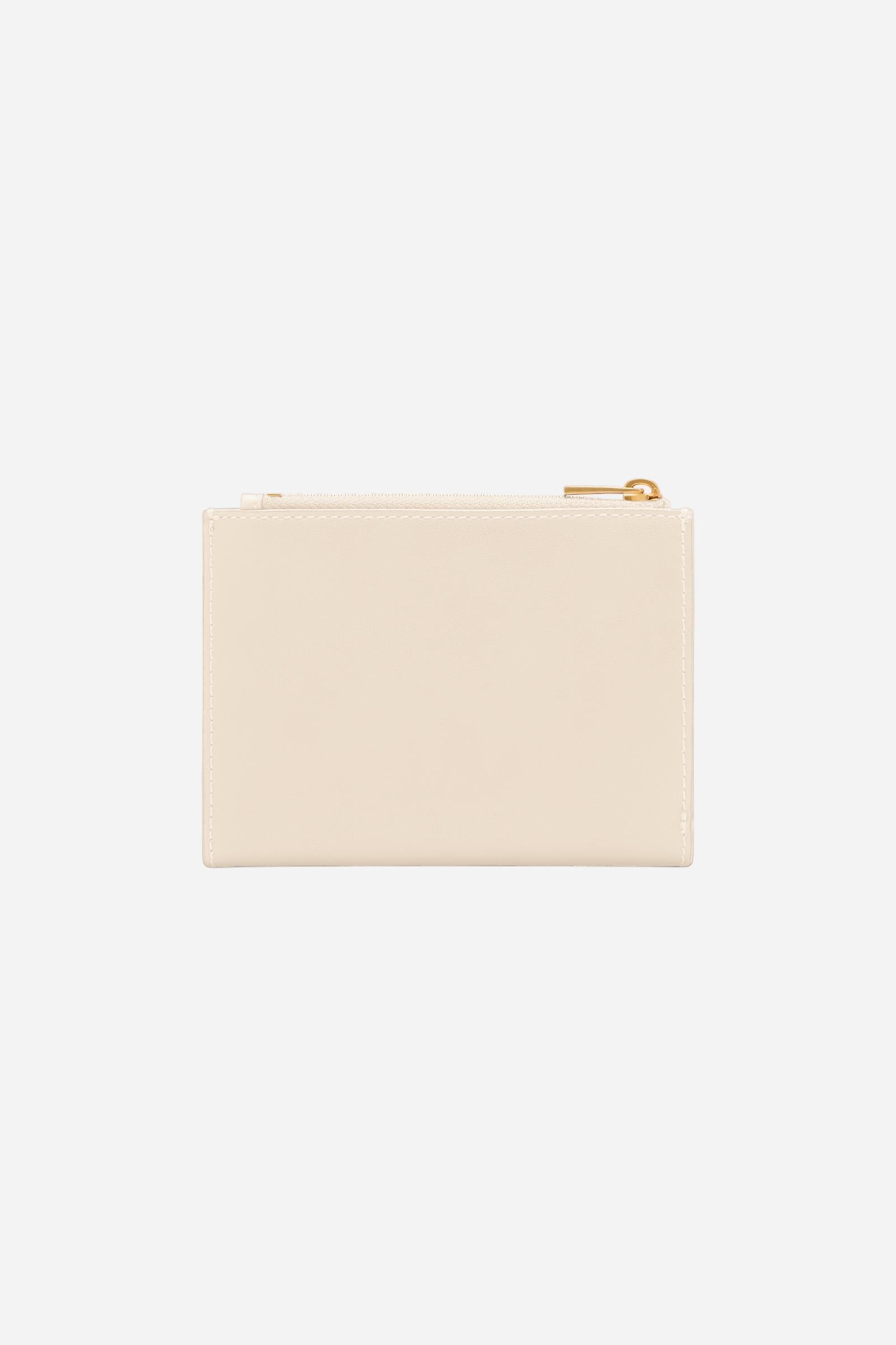 Folding wallet with zip in calfskin leather. Essential and elegant, with front flap and coin pocket. - SILK