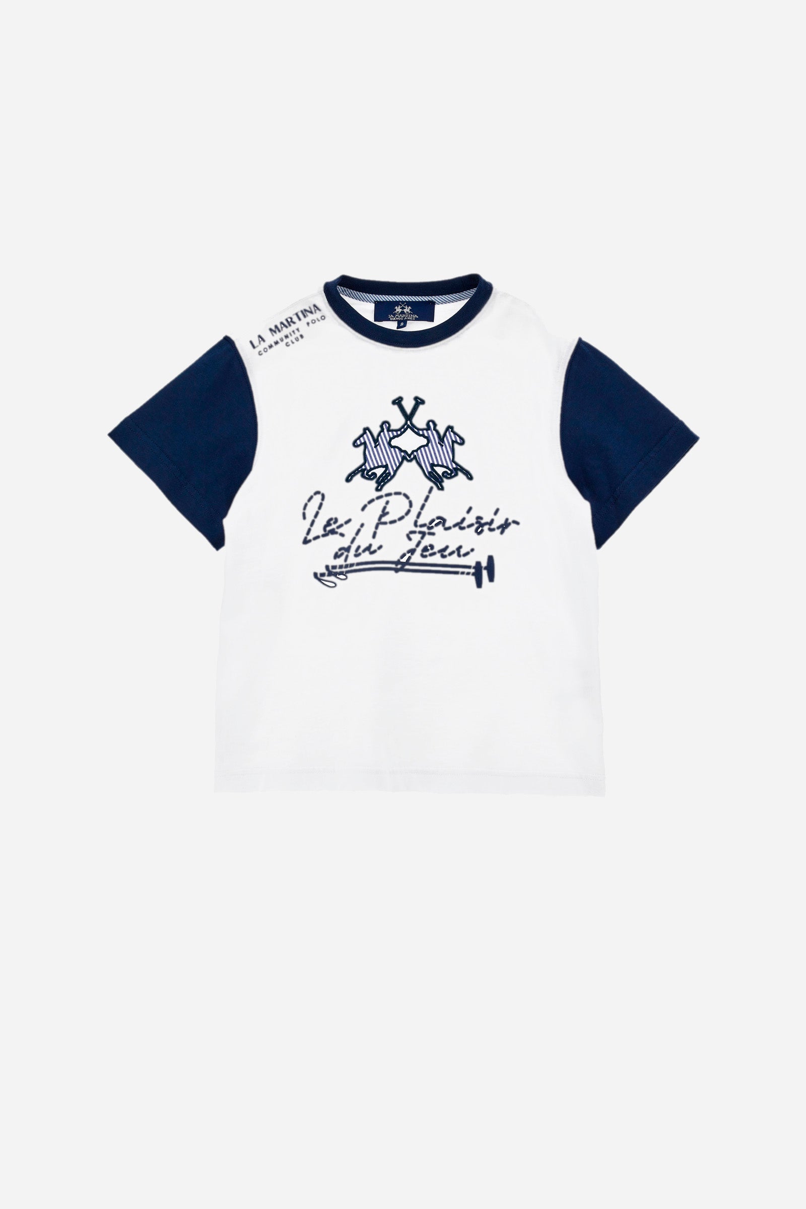 Boys' two-tone T-shirt in cotton jersey