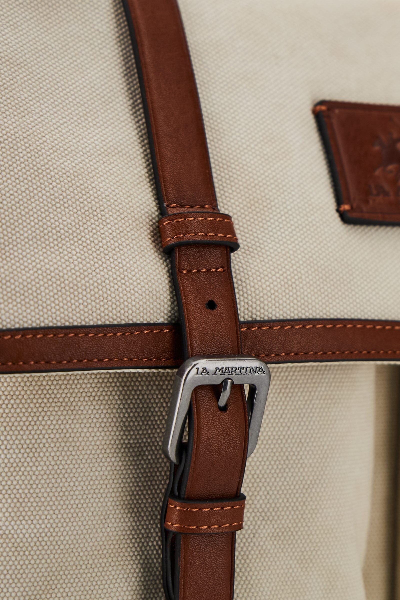 Borsa a tracolla con tasconi in canvas lavato e pelle - Messenger