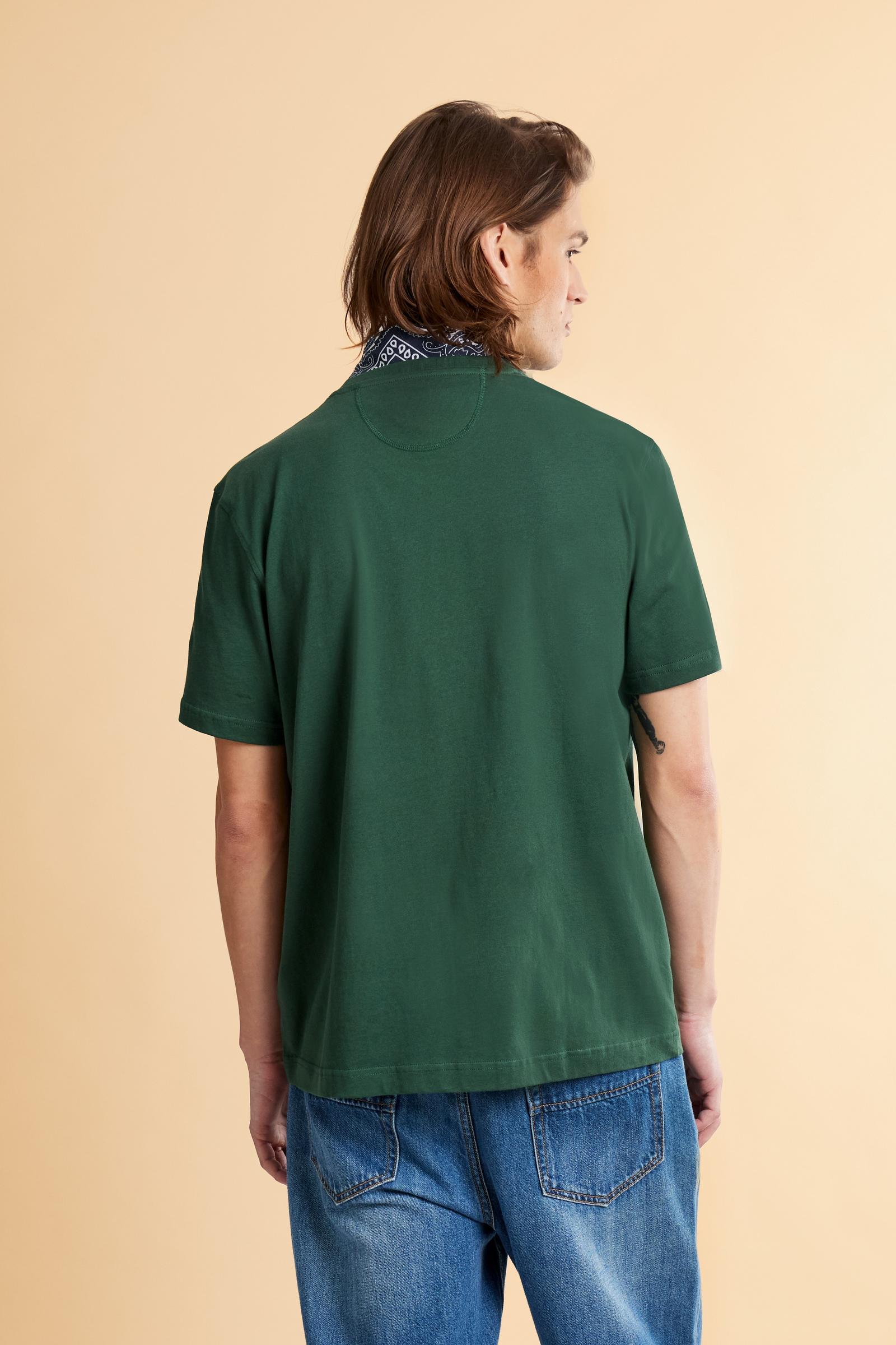 Men’s cotton jersey T-shirt with regular fit and ribbed crew neck. Small contrast embroidered logo. - Pineneedle