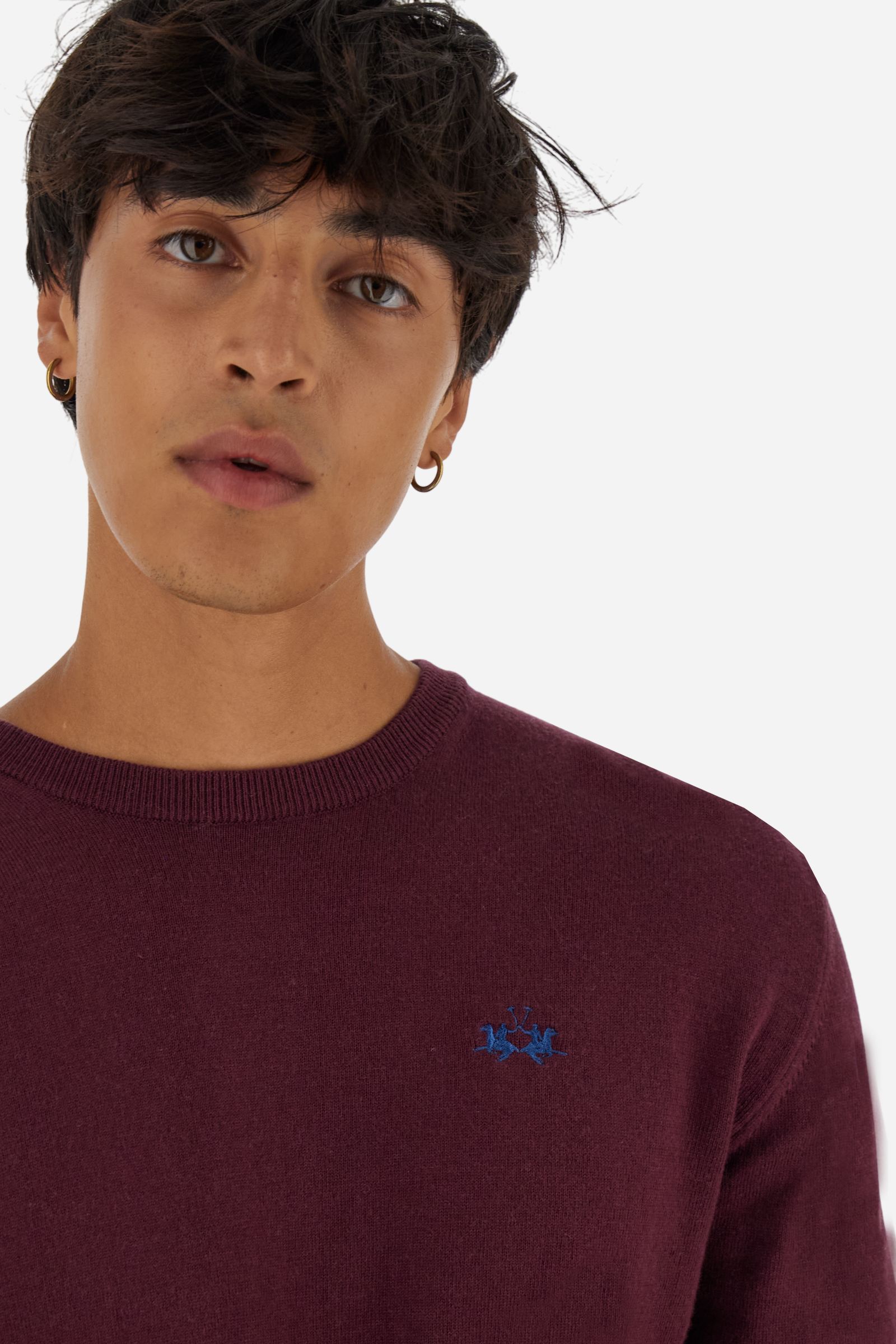 Men’s crew neck sweater in wool blend - Blaze