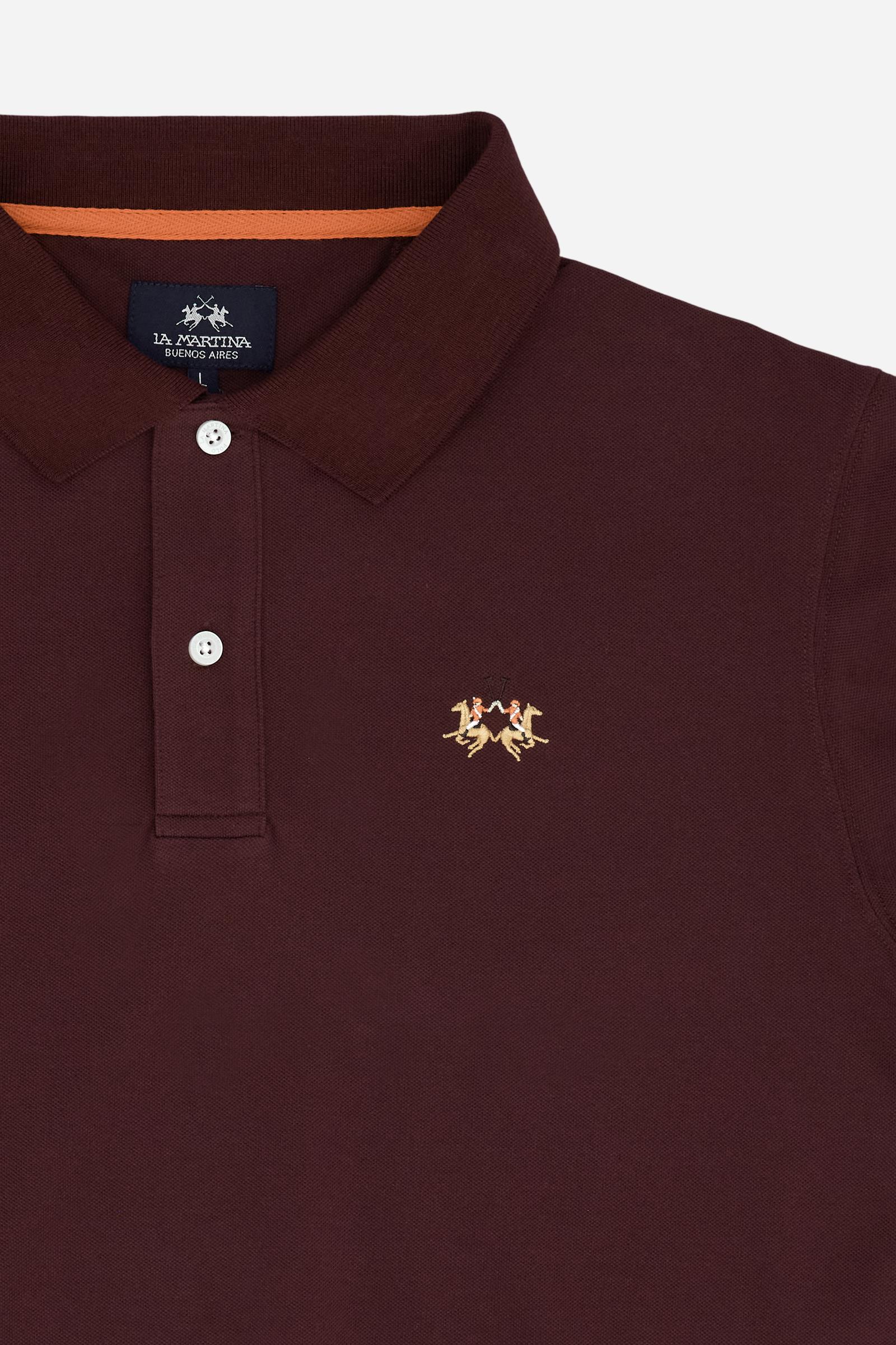 Men’s short-sleeve stretch piqué polo with regular fit. Contrast gabardine under-collar and iconic tricolor logo. - Port Royale