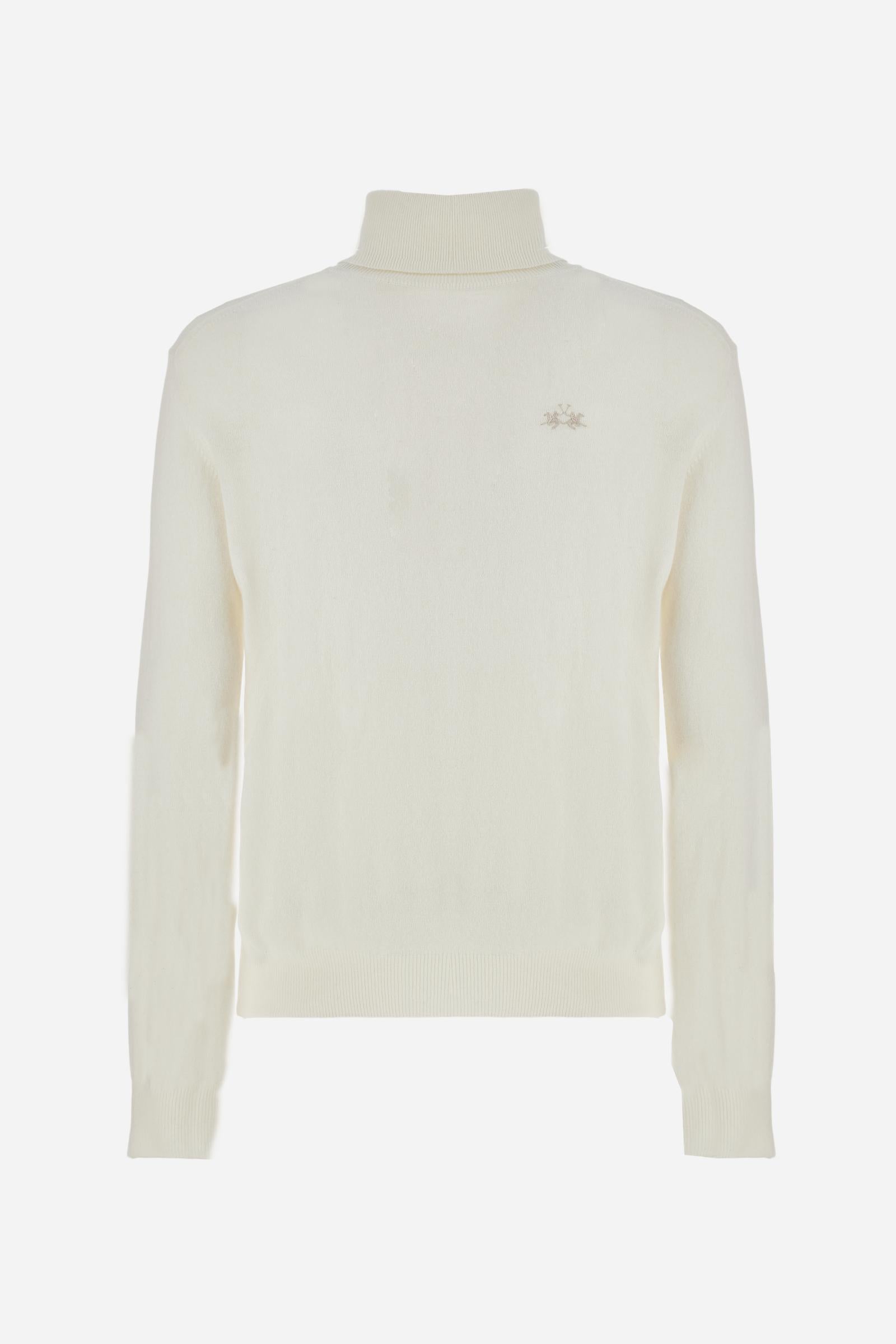 Men's long-sleeved solid colour jumper. This high-neck model is made in a soft-touch wool blend. The neck and cuffs are made in tone-on-tone ribbing. The logo is embroidered on the left of the chest in tone-on-tone thread. Regular fit. The model is wearing a size L - Off White