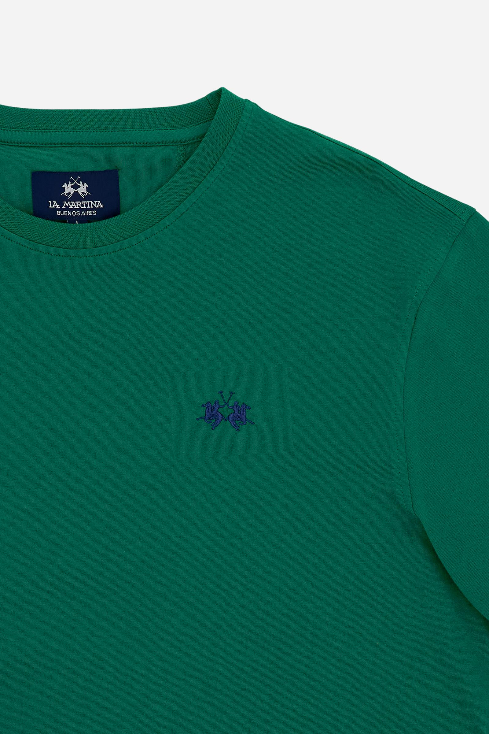 Men’s cotton jersey T-shirt with regular fit and ribbed crew neck. Small contrast embroidered logo. - Amazon