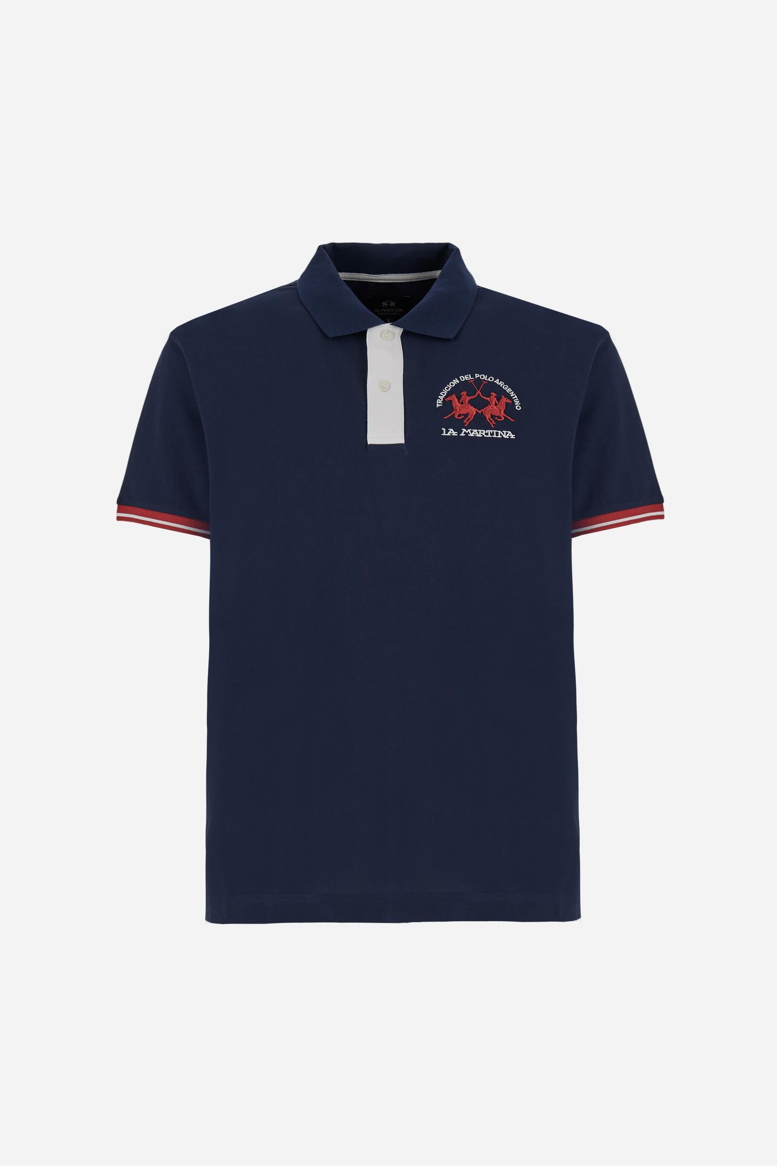 Men’s short sleeve stretch piqué polo shirt with contrast details – Trixie