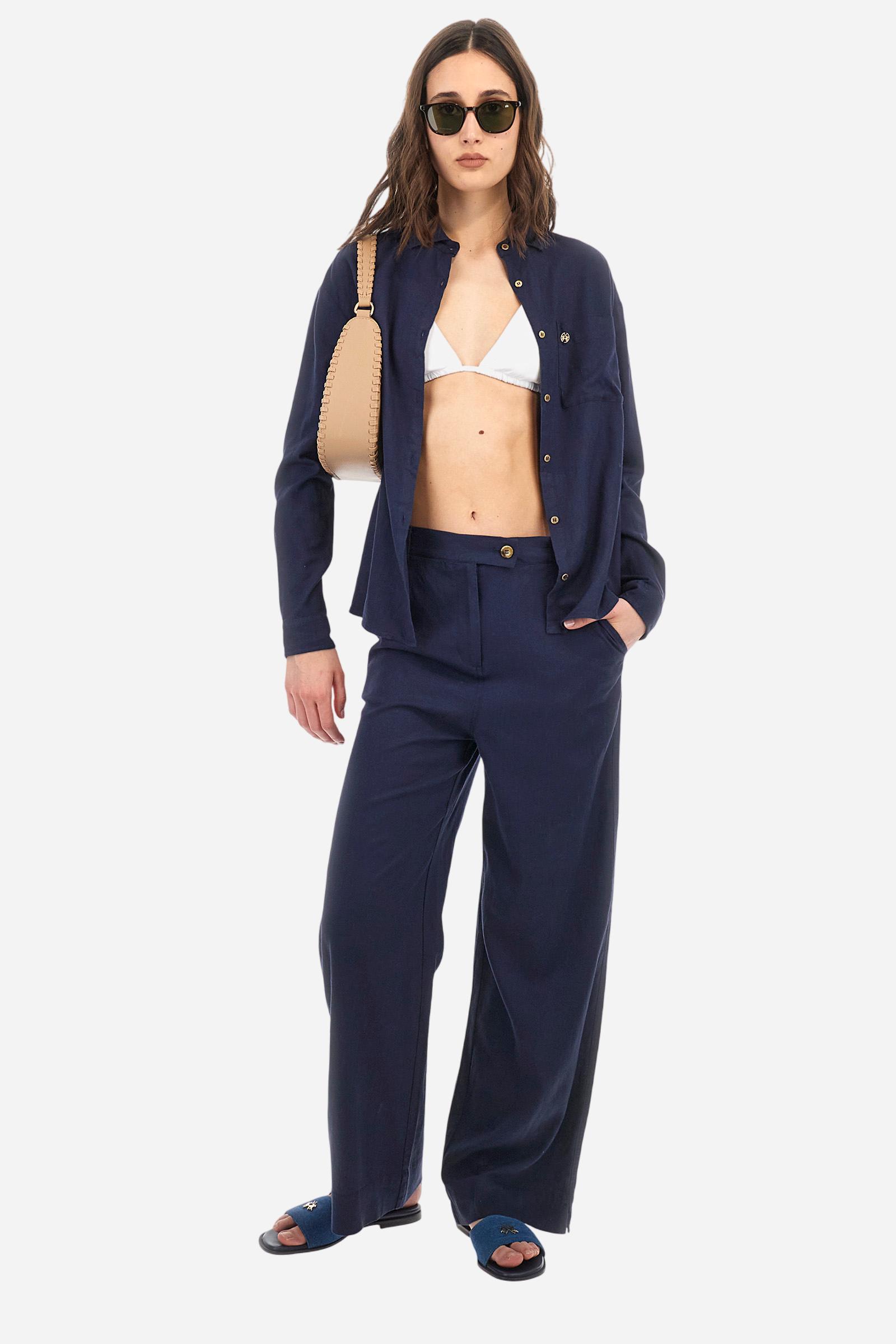 Pantalon en toile de lin et viscose coupe classique - Arlena