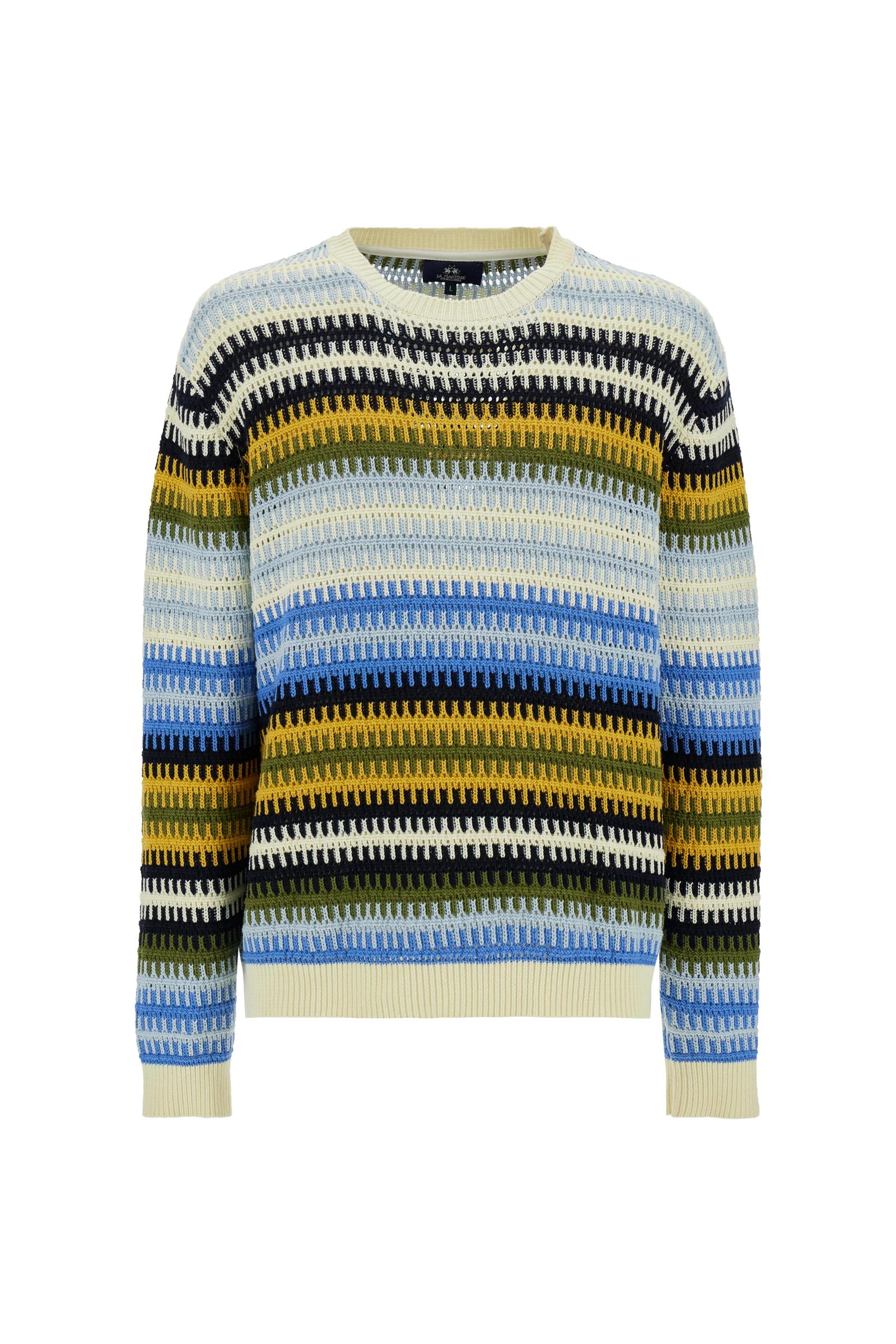 Men’s crewneck sweater textured stripes - Canmore