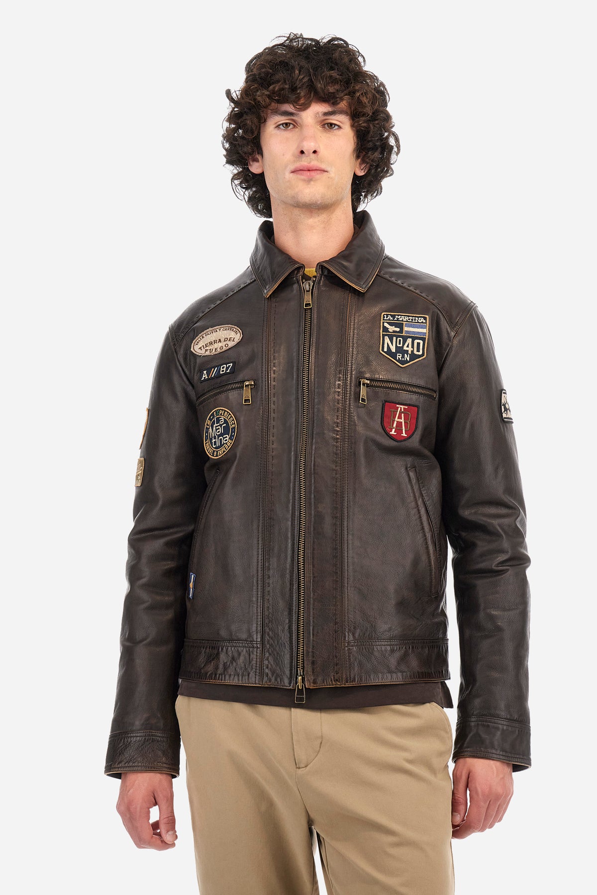 Regular-fit jacket in leather - Zer | La Martina