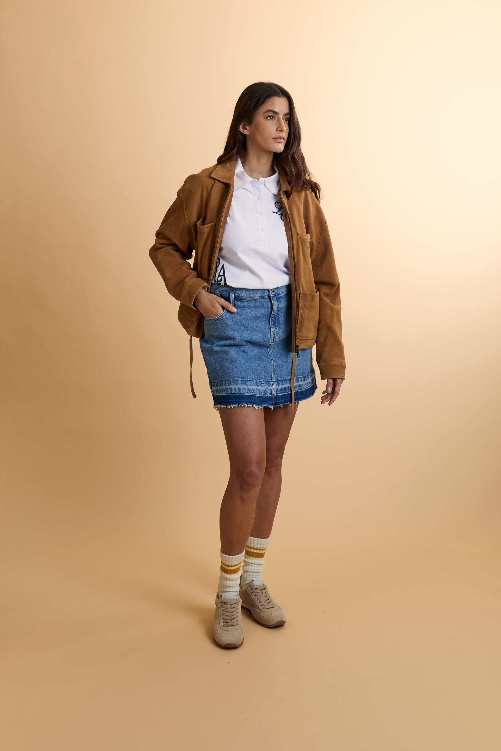 Damen-Denim-Minirock mit Kontrastsaum – Clizia