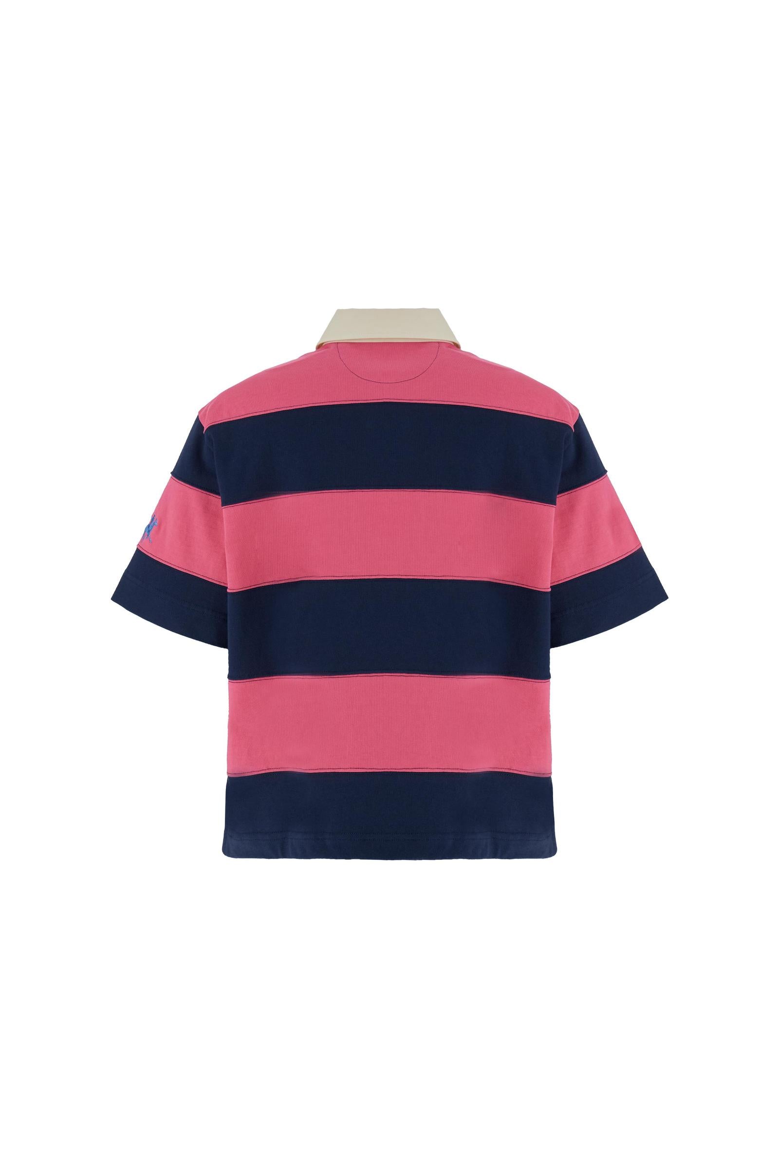 Polo rugby mujer en jersey de algodón grueso con maxi raya - Christina