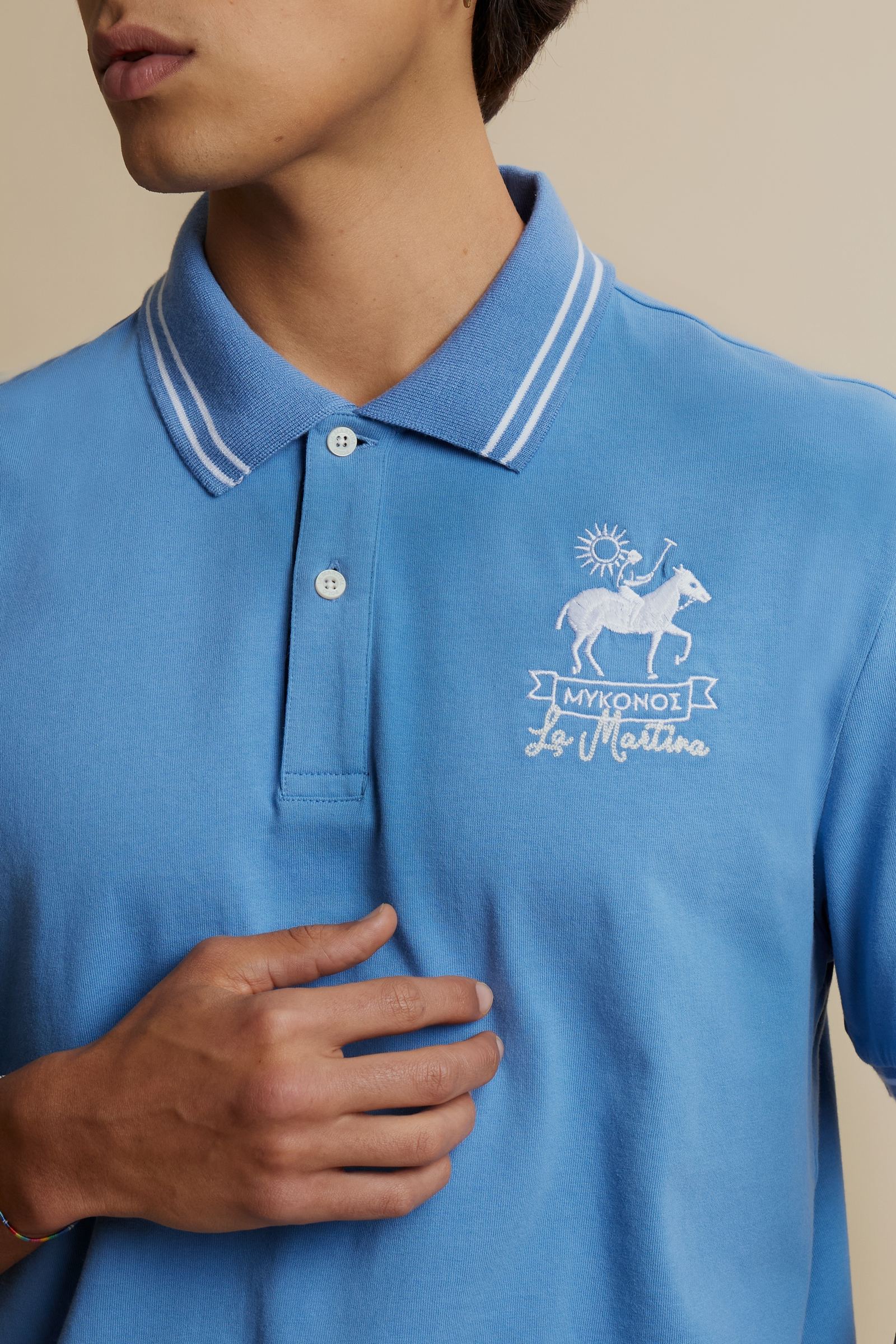 Men’s short-sleeve cotton jersey polo shirt Mykonos – Corbin