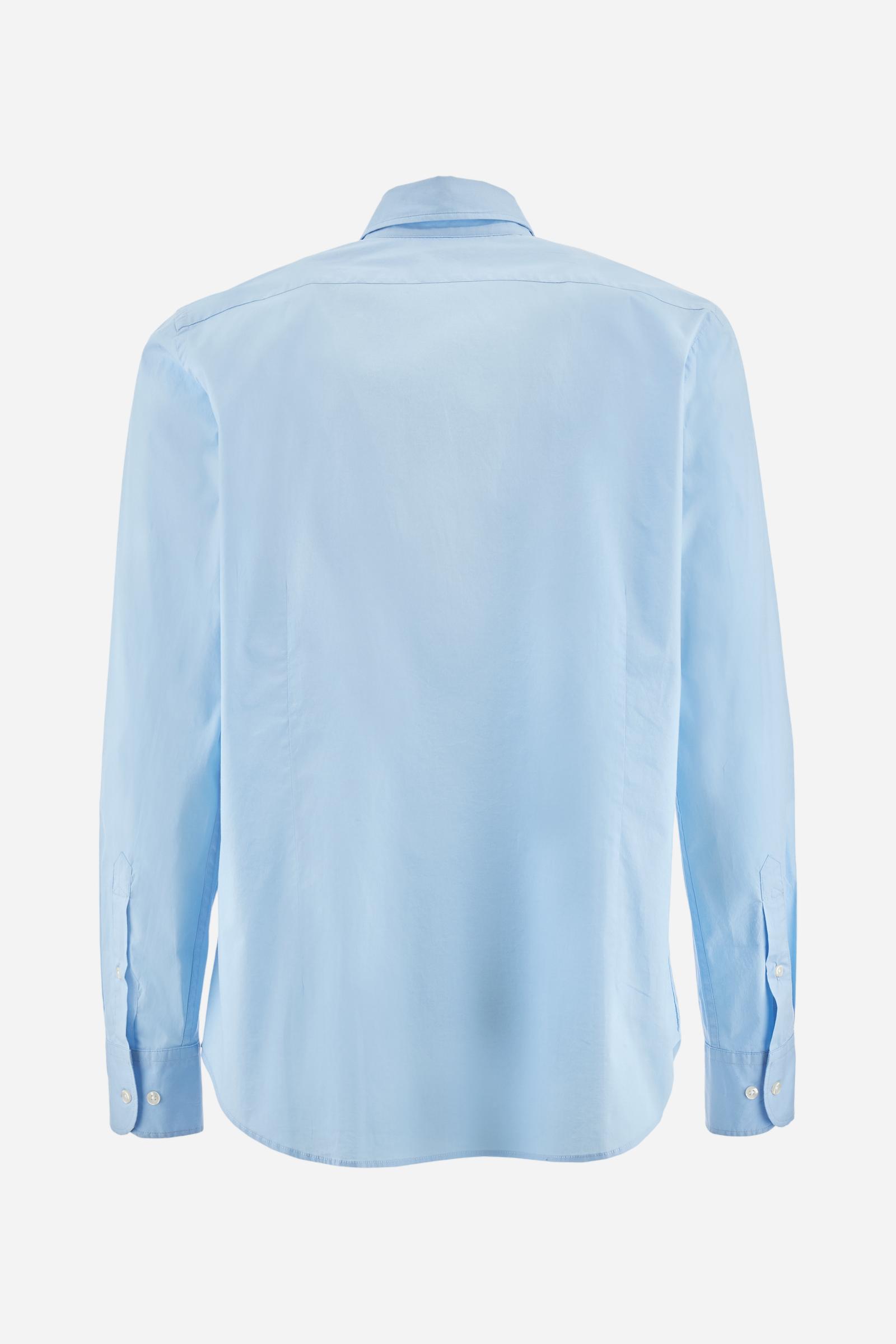 Men's long-sleeved shirt in cotton poplin with a regular-fit and button-down collar - Blue Bell