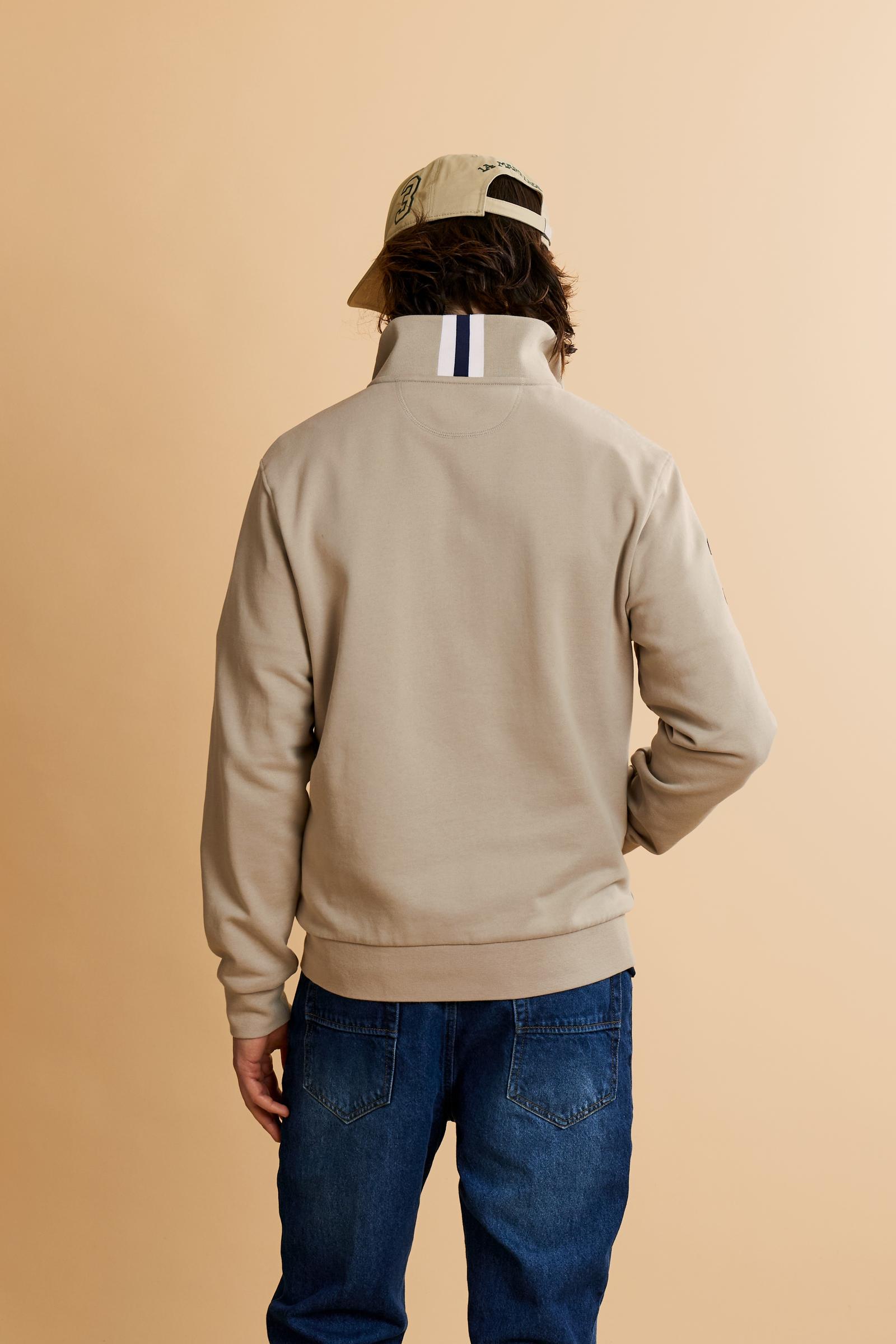 Men’s cotton sweatshirt with regular fit and full front opening, Iconic patch on the sleeve and embroidered team logo on the chest. - Humus