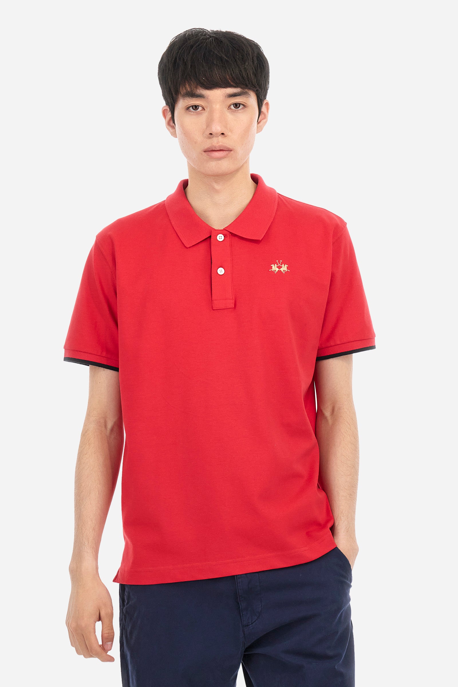 Stretch-Polo mit Kontrastbündchen - Asahi