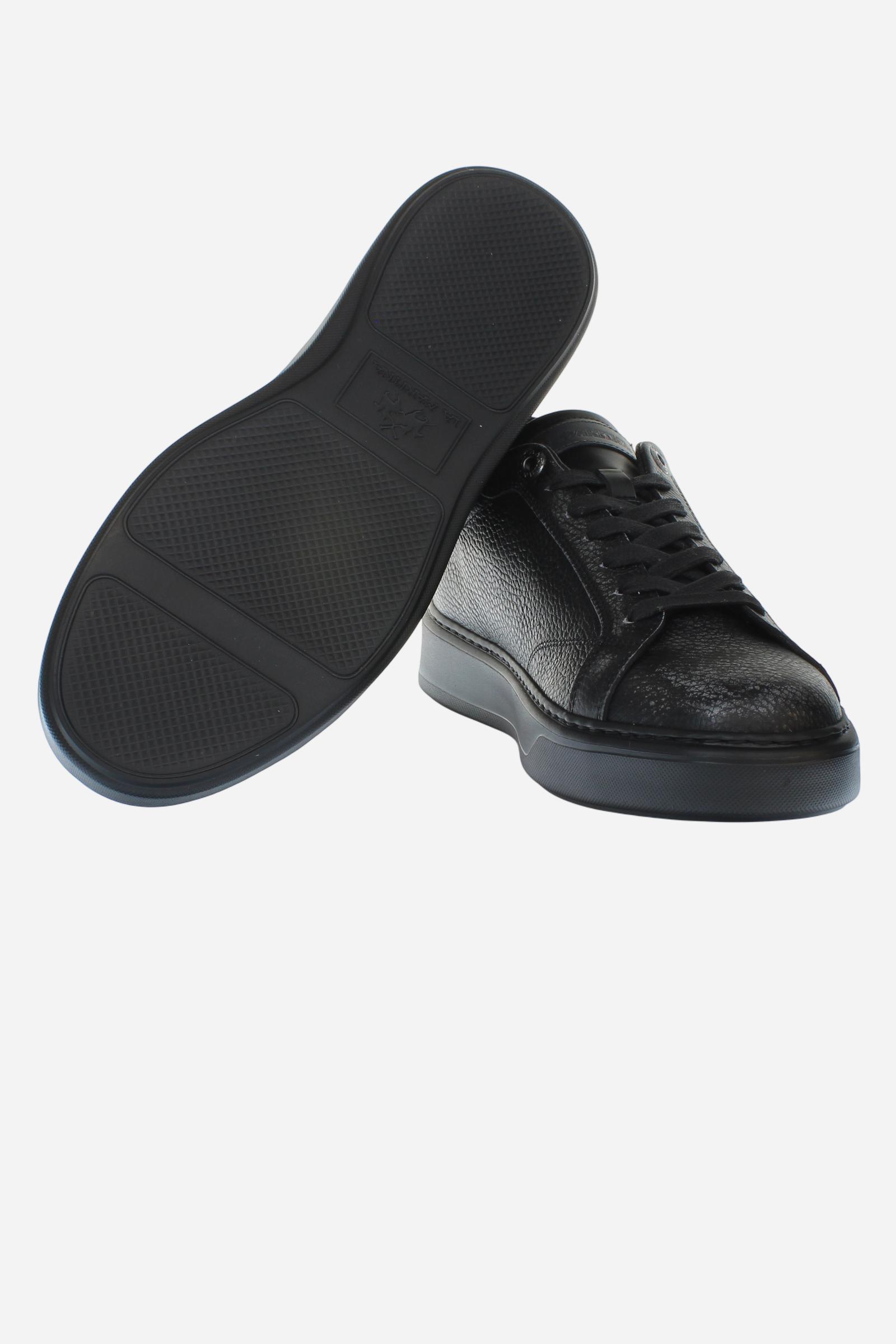 Basket en cuir foulonné effet vintage